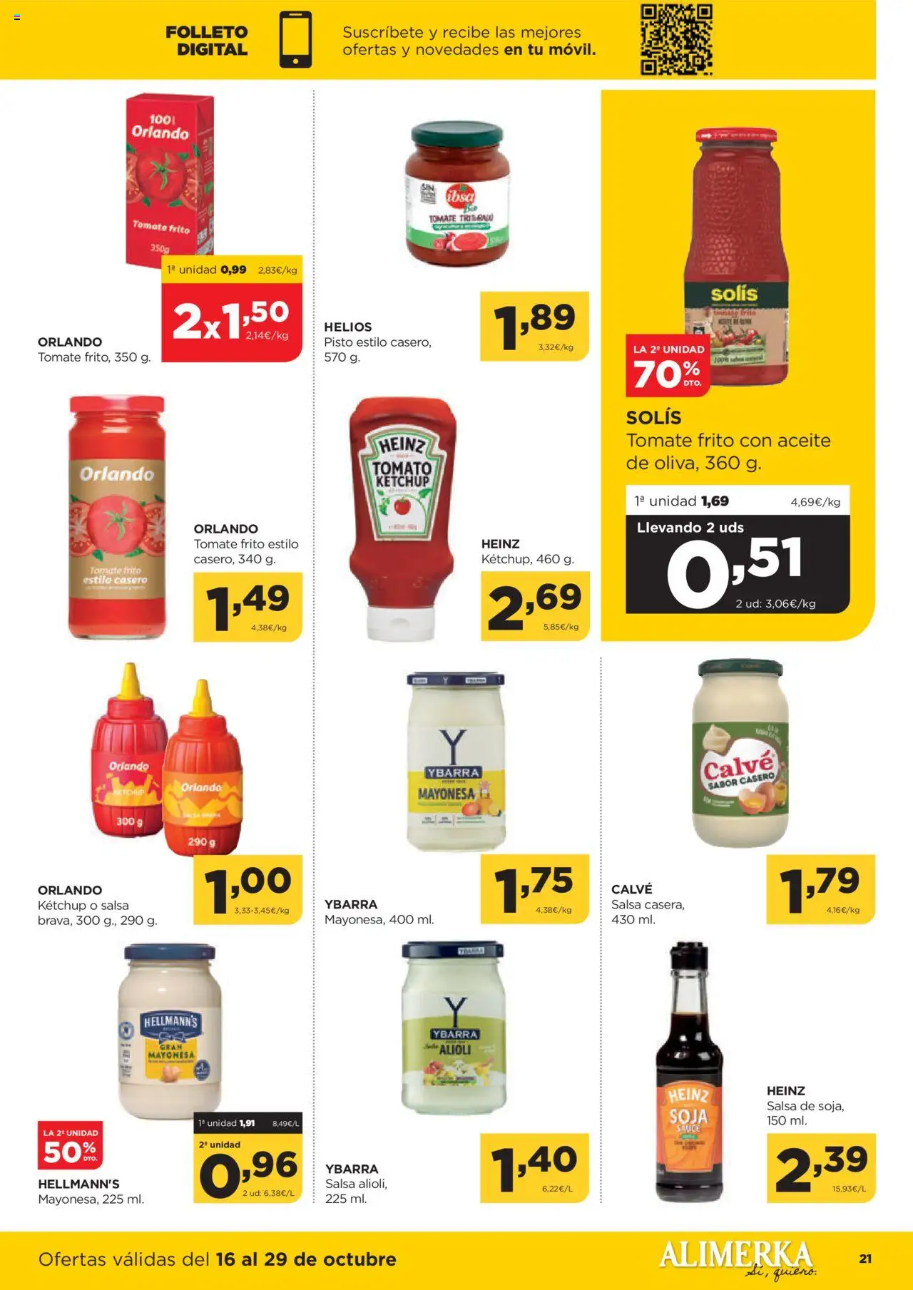 Alimerka folleto Castilla y León │ válido desde el 16.10.2025 | Página: 21 | Productos: Aceite, Οθόνη προβολής, Tomate triturado