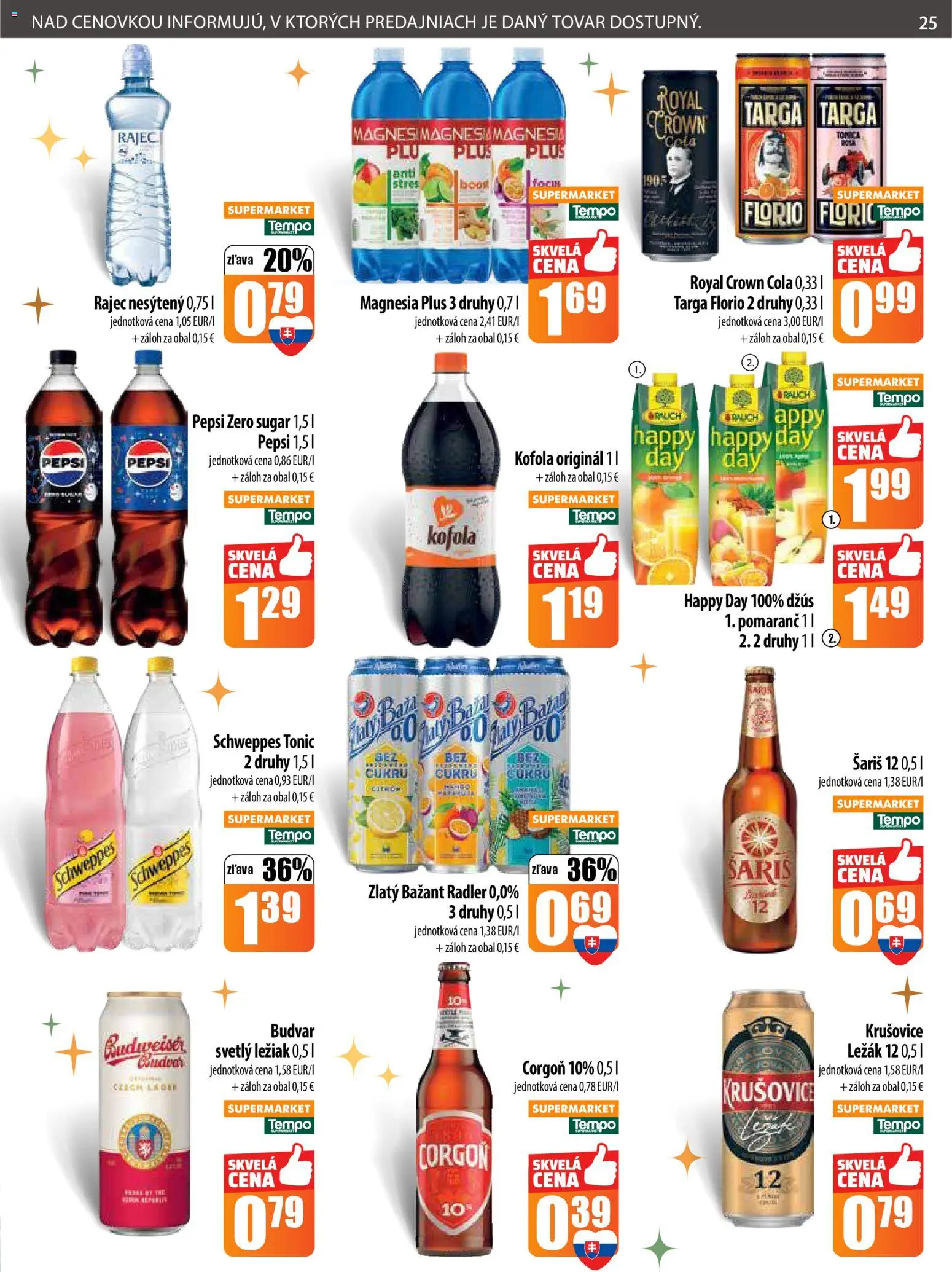 Nové COOP Jednota akcie – leták je platný od 11.12.2025 | Strana: 25 | Produkty: Kofola, Krušovice, Zlatý Bažant, Pepsi