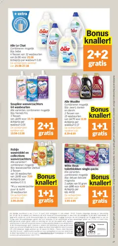 Robijn wasmiddel en collections wasverzachters, Alle varianten*, combineren mogelijk. Bijv. wasverzachter Zwitsal. 2 flessen van 38 wasbeurten - Voorbeeld van een folder van Albert Heijn, geldig van 02.03.2026 | Pagina: 27