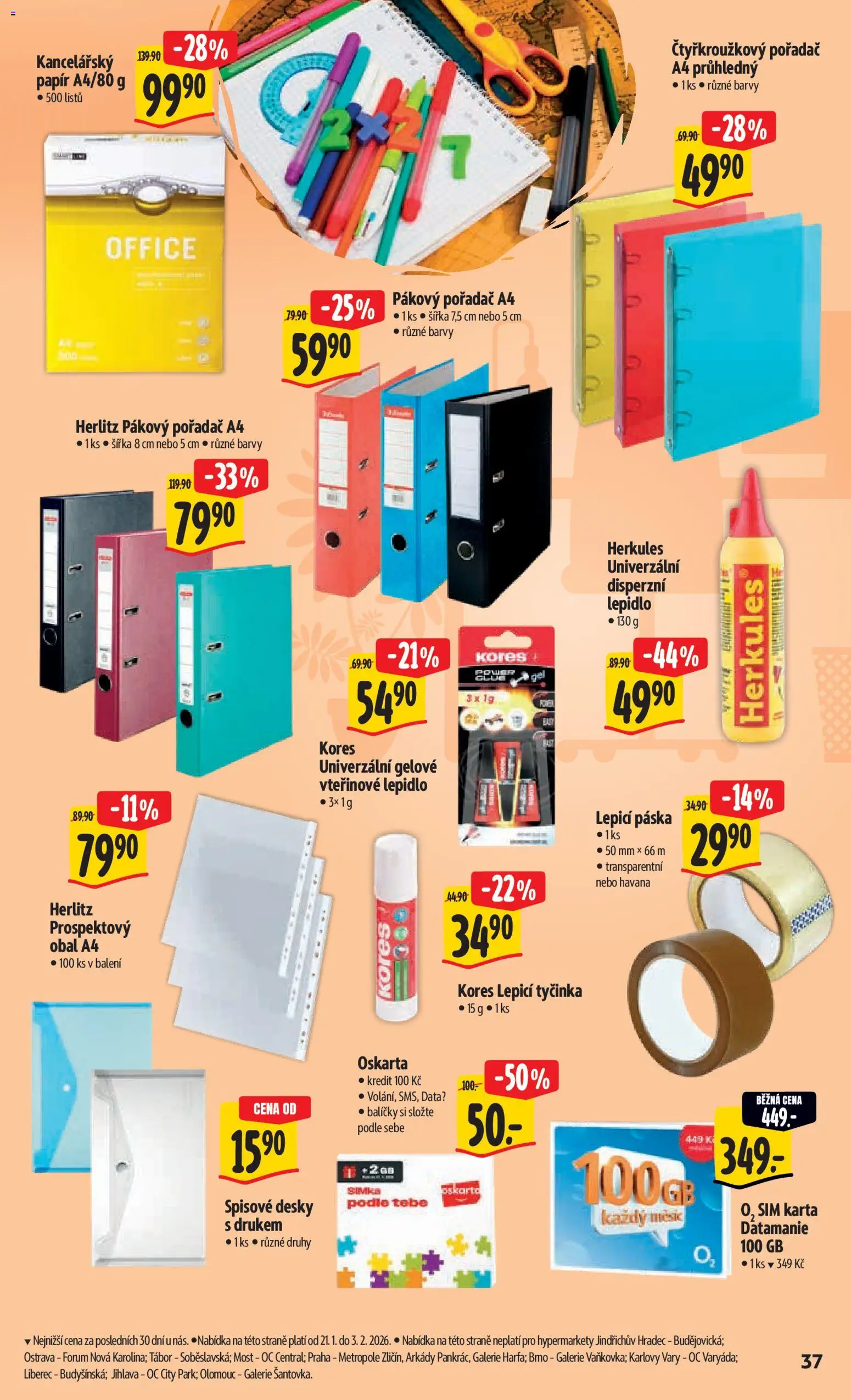 Albert leták - Hypermarket od 21.01.2026 | Strana: 43 | Produkty: Mošt, SIM karta, Desky, Barvy