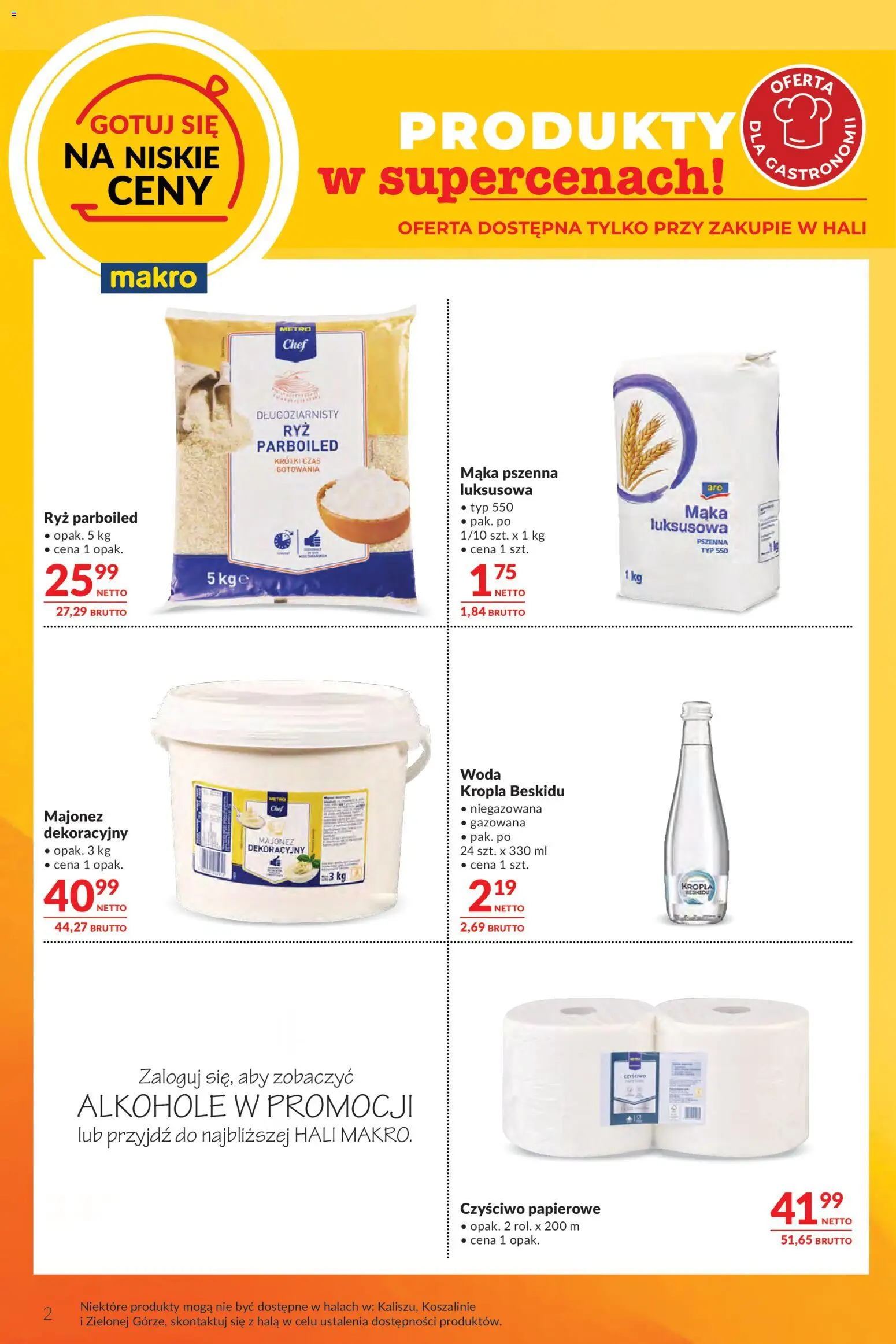 Makro gazetka - Oferta dla gastronomii od 07.04.2026 | Strona: 2 | Produkty: Ryż, Woda, Majonez