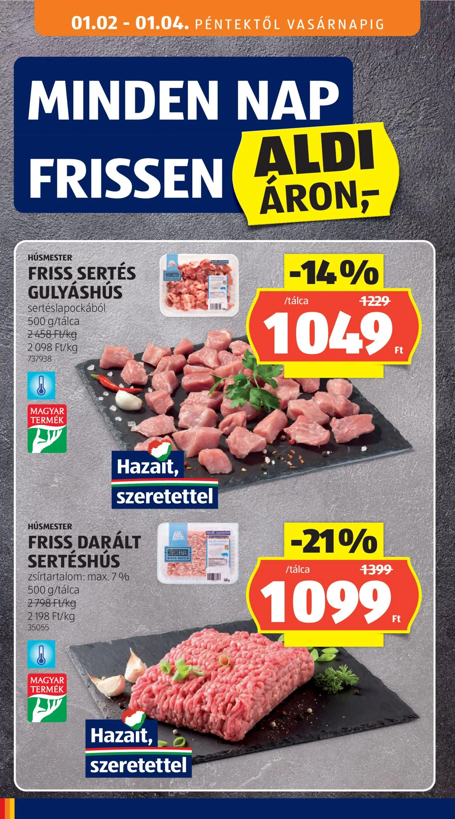 Aldi akciós ujság - amely érvényes a következő dátumtól: 08.01.2026 | Oldal: 14 | Termékek: Darált sertéshús, Sertéshús