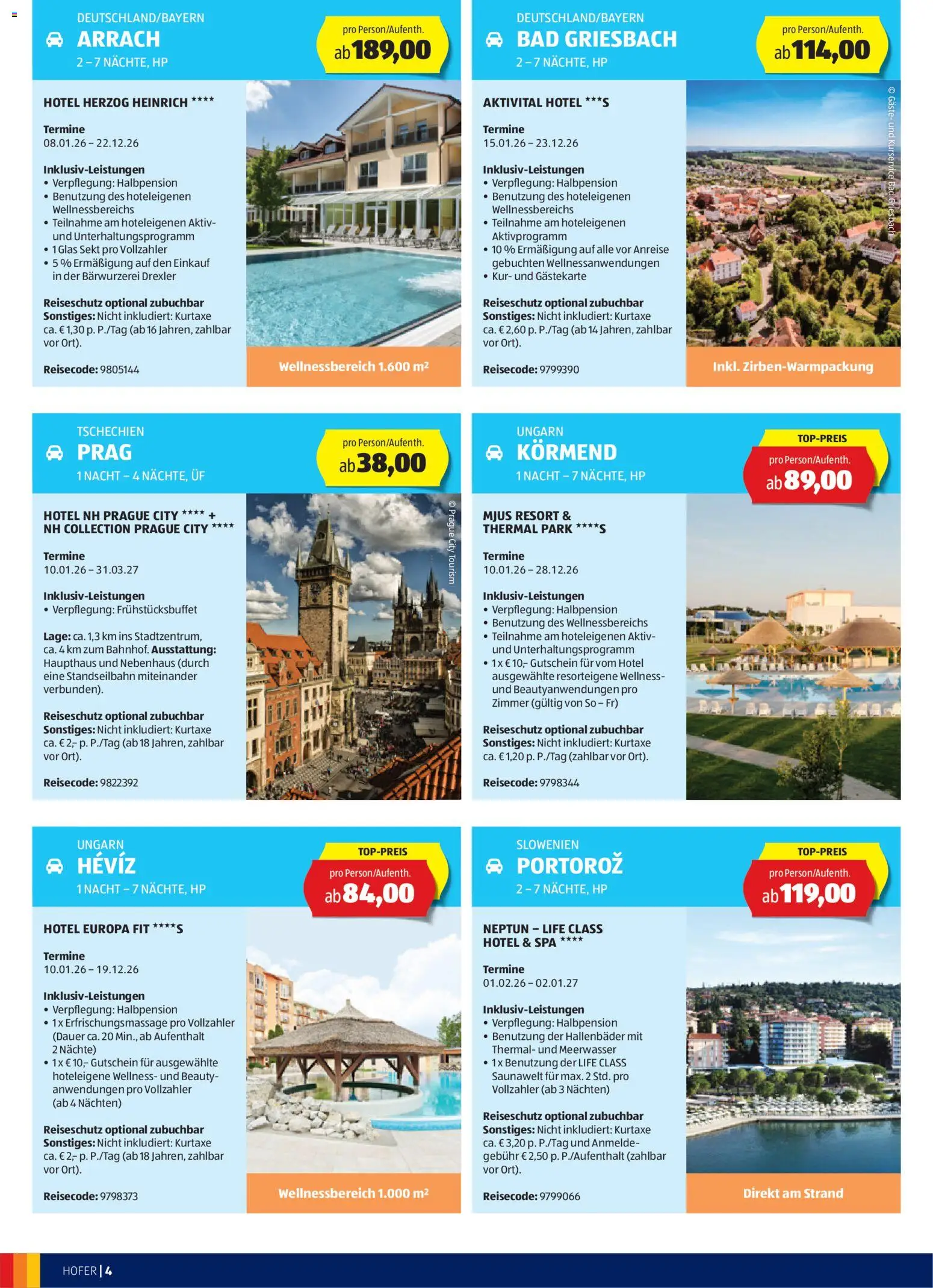 Hofer Reisen Flugblatt gültig ab 31.12.2025 | Seite: 4 | Produkte: Bad