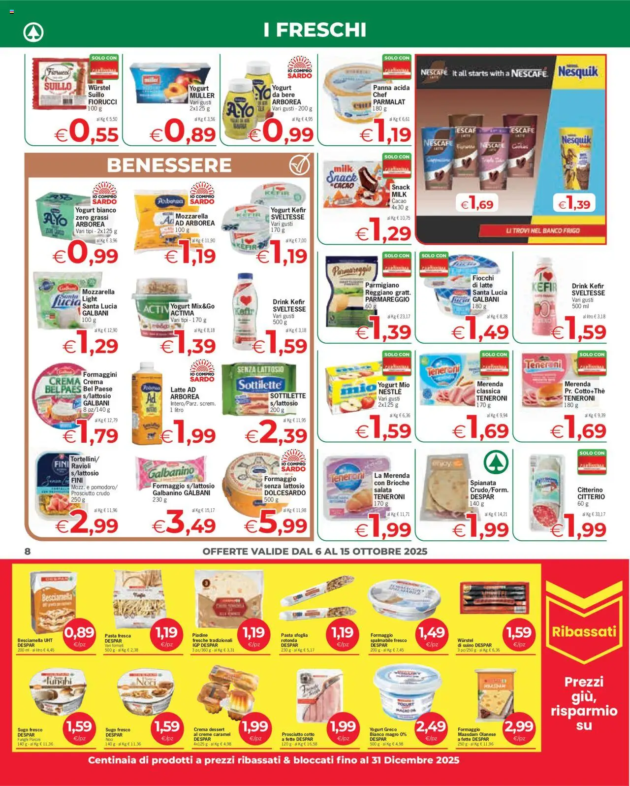 Volantino Eurospar del 06.10.2025 | Pagina: 8 | Prodotti: Panna, Fiocchi, Ravioli, Parmigiano