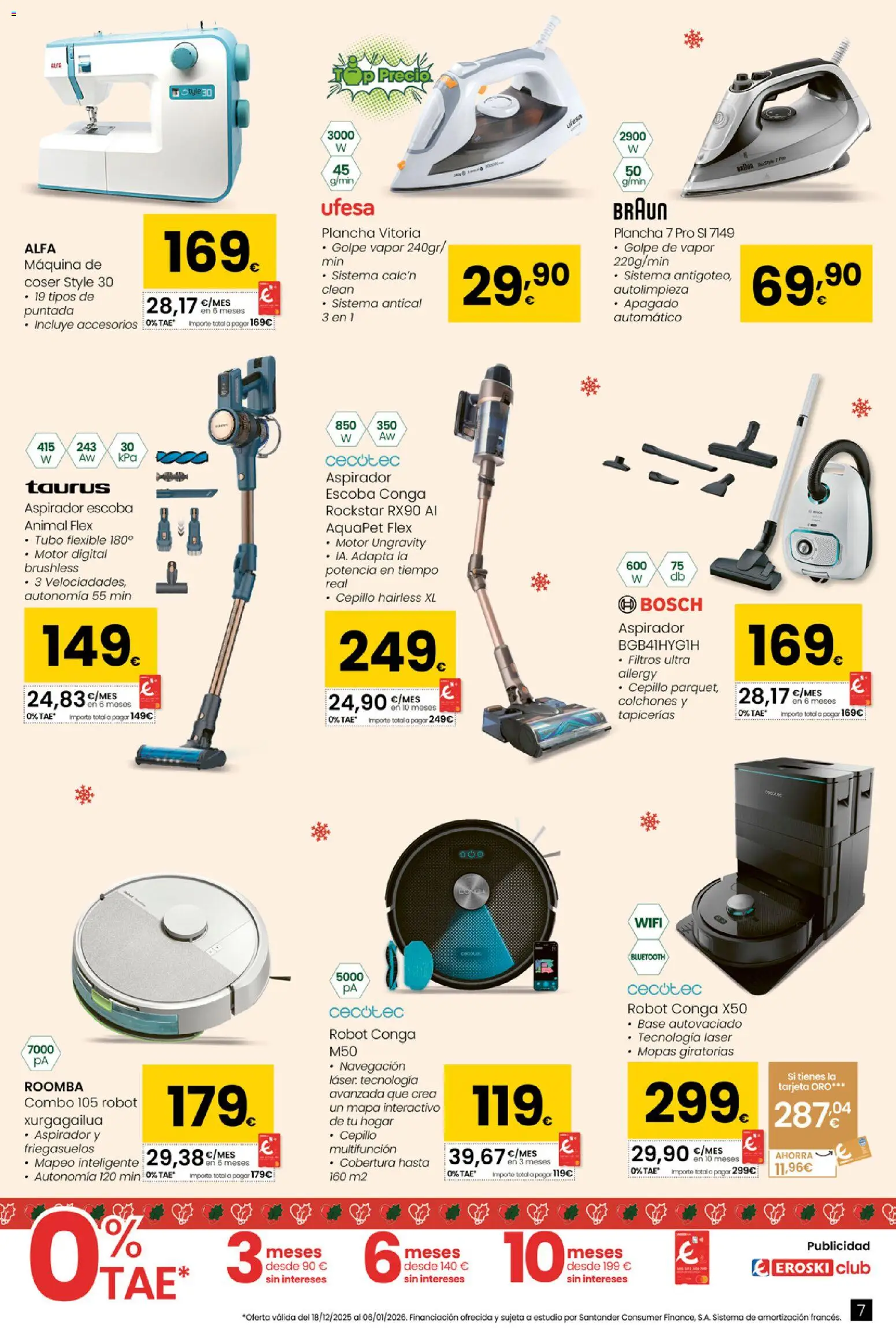 Eroski - Conekta │ válido desde el 18.12.2025 | Página: 7 | Productos: Cepillo, Plancha, Navegación, Aspirador