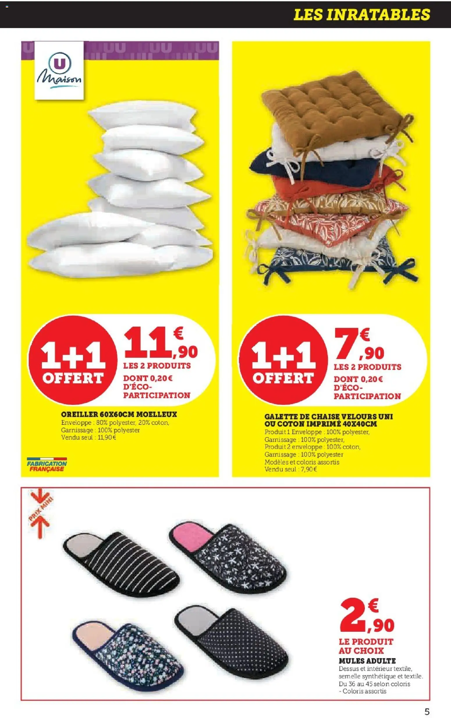 {H1} | Page: 5 | Produits: Coton, Enveloppe, Chaise, Galette de chaise