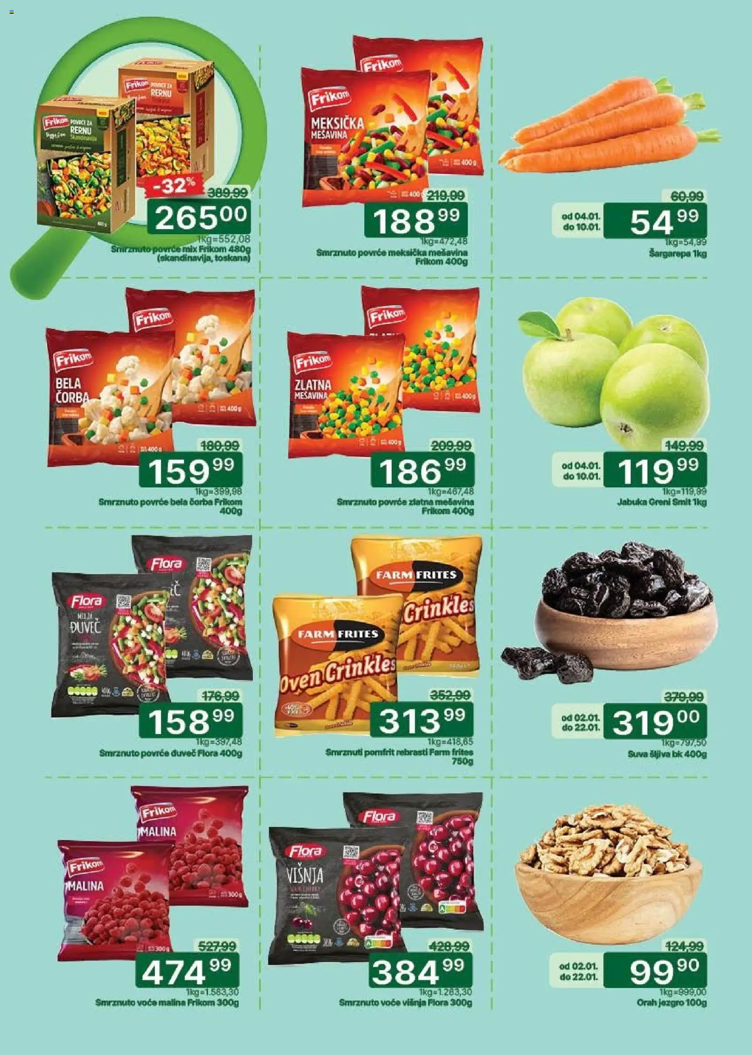 Univerexport katalog - važi od 05.01.2026 | Strana: 2 | Proizvode: Šargarepa, Pomfrit, Malina, Šljiva