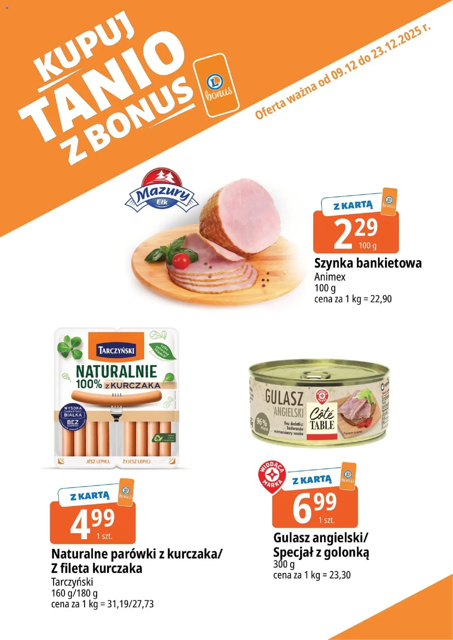 E.Leclerc Gazetka - Zamość kupony dodatkowe od 09.12.2025 | Strona: 12 | Produkty: Karta, Parówki, Szynka, Warka