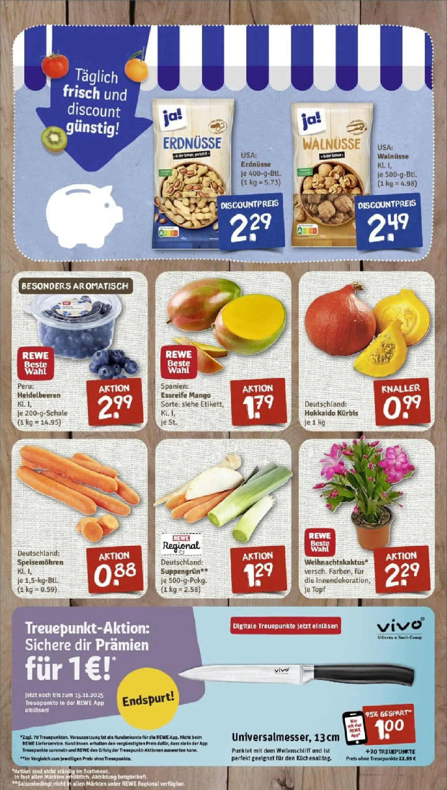 Rewe prospekt Frankfurt / Heddernheim	 – gültig ab 26.10.2025 | Seite: 3 | Produkte: Vivo, Walnüsse, Heidelbeeren, Kürbis