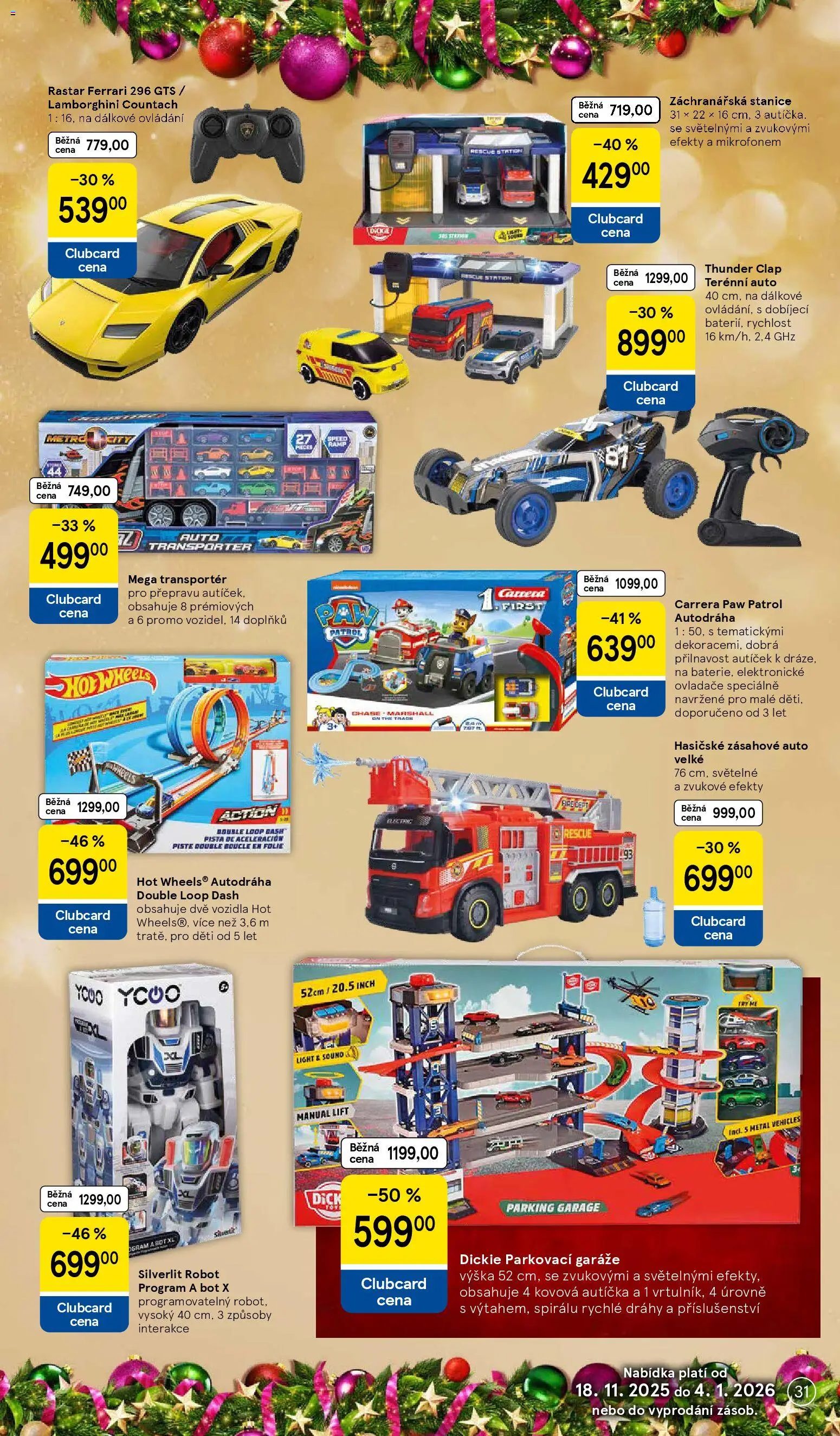 Tesco katalog od 25.11.2025 | Strana: 31 | Produkty: Fólie, Hot Wheels, Autodráha, Robot