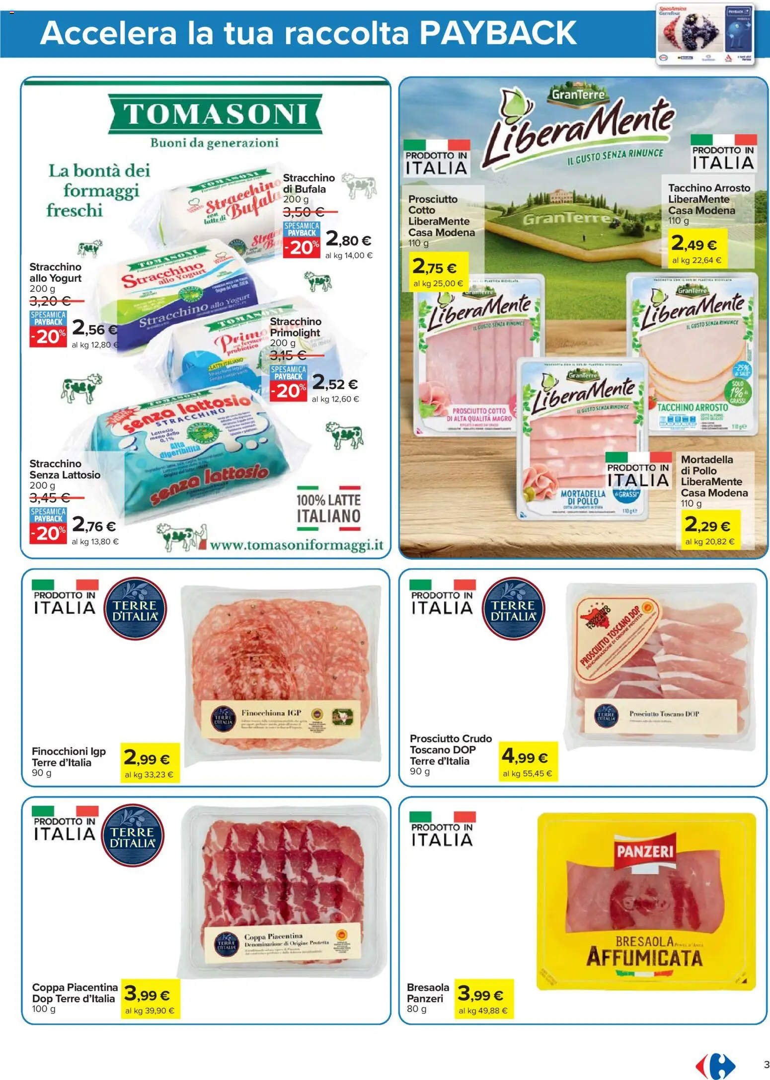 Volantino Carrefour del 02.01.2026 | Pagina: 3 | Prodotti: Prosciutto Crudo, Yogurt, Bresaola, Prosciutto