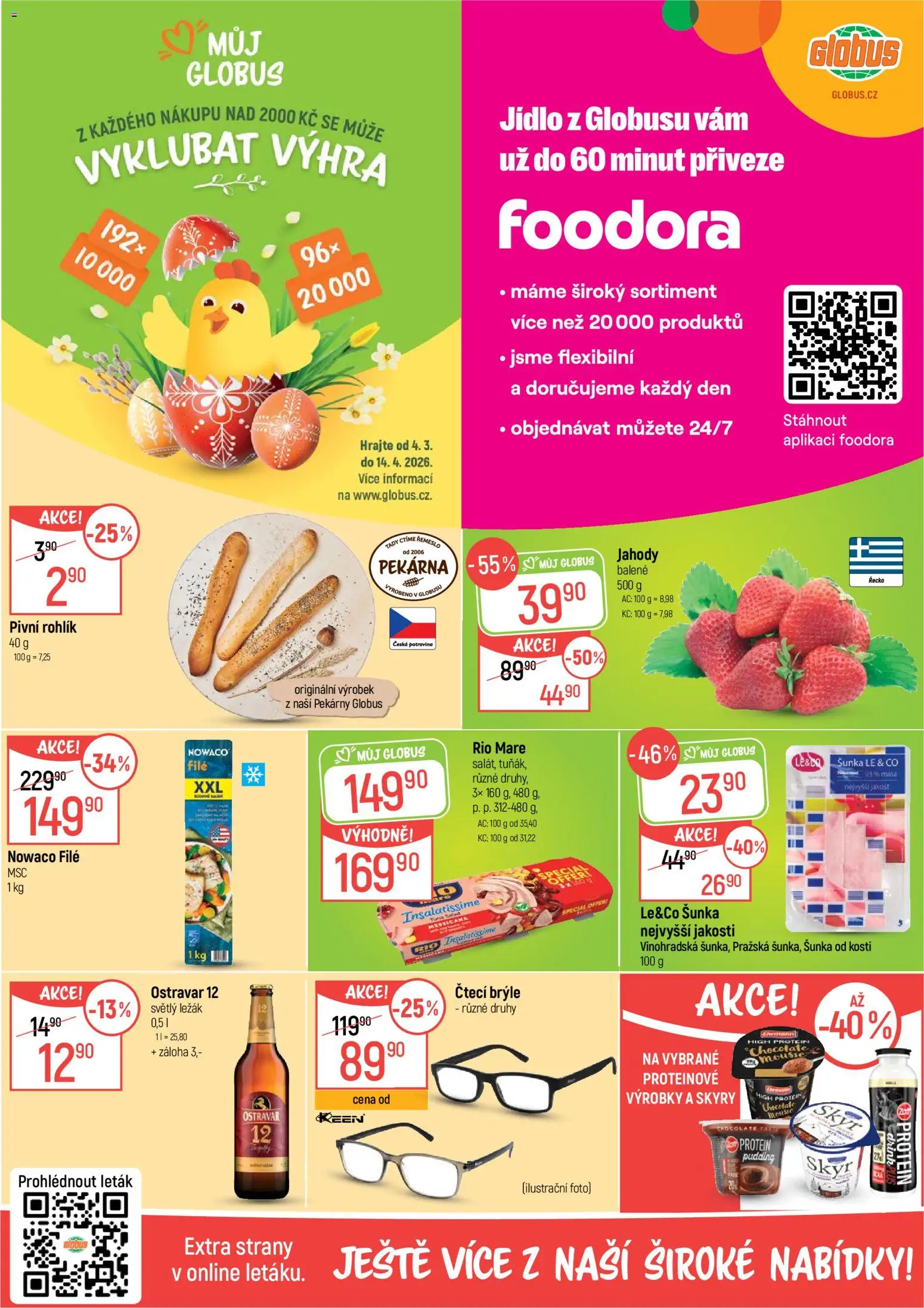 Globus leták - Havířov od 08.04.2026 | Strana: 2 | Produkty: Pekárna, Protein pudding, Protein, File