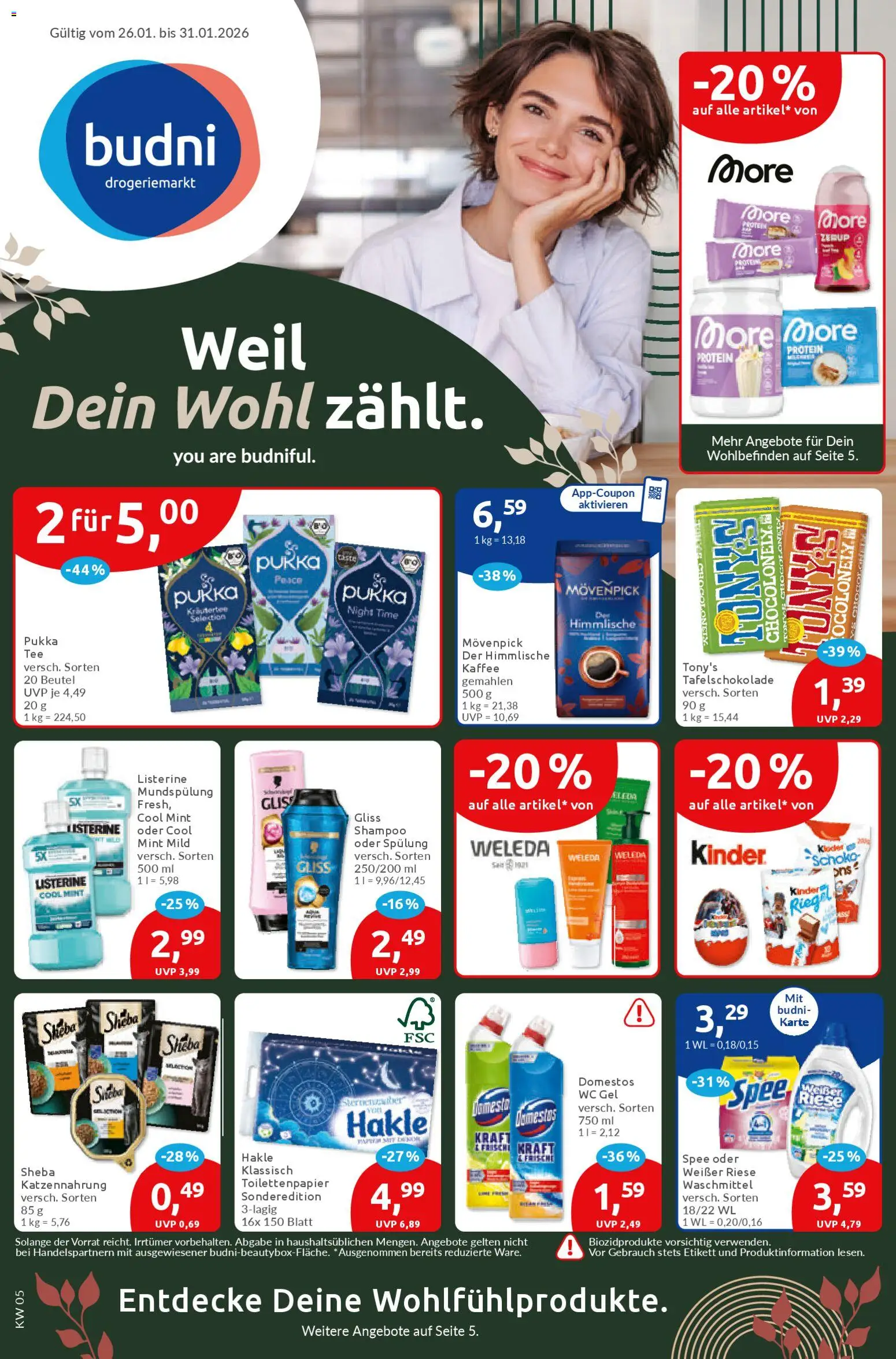 Budni Prospekt 	 – gültig ab 26.01.2026 | Seite: 1 | Produkte: Shampoo, Spülung, Listerine, Toilettenpapier