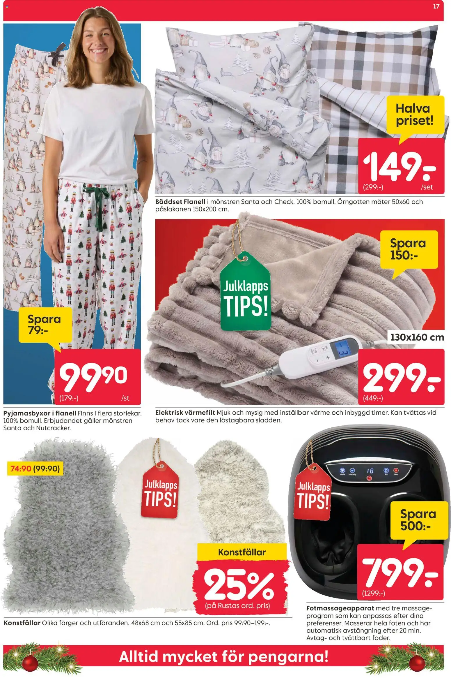 Rusta reklamblad aktuell från 08.12.2025 | Sida: 17 | Produkter: Bäddset, Galler