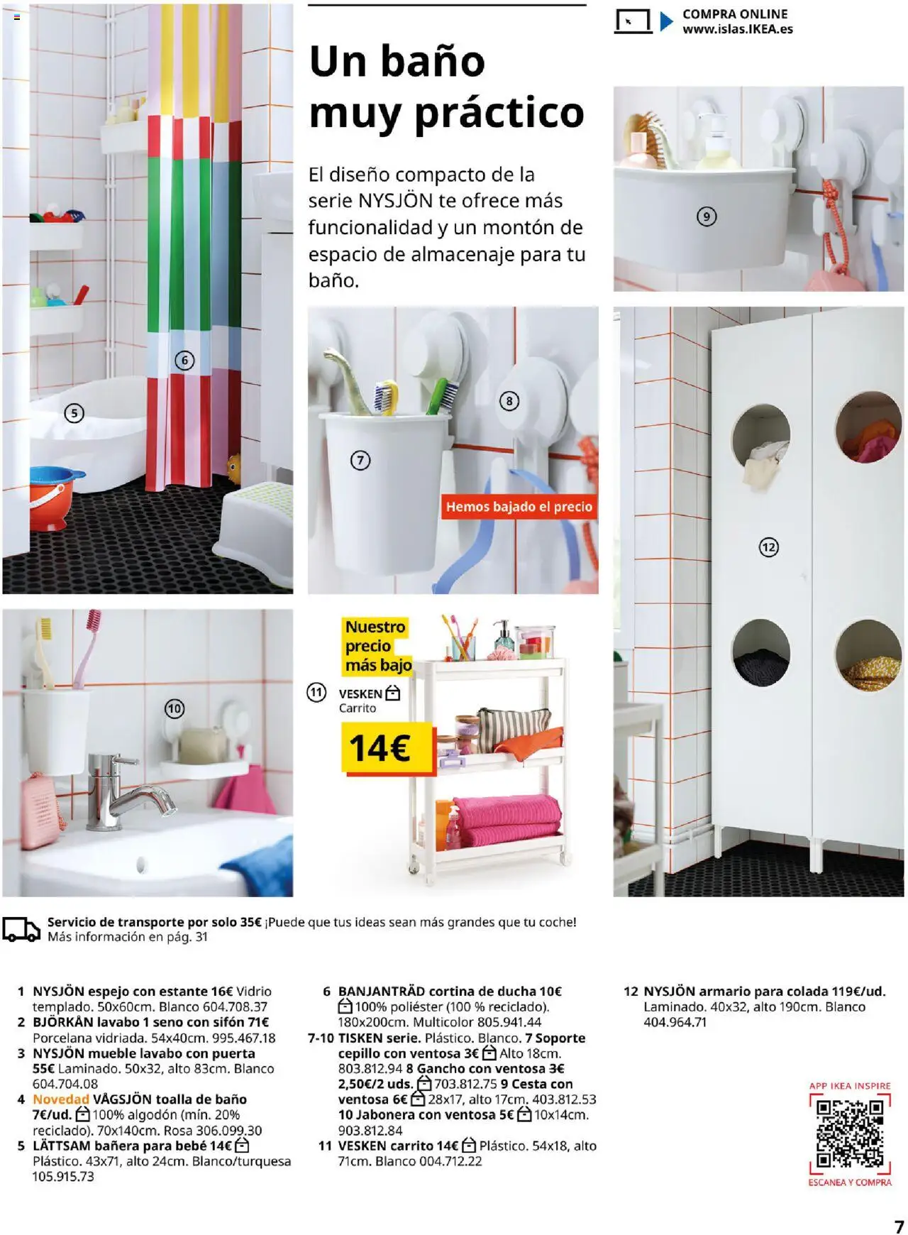 Catálogo IKEA Baños │ válido desde el 01.09.2025 | Página: 7 | Productos: Cepillo, Toalla de baño, Té, Cesta