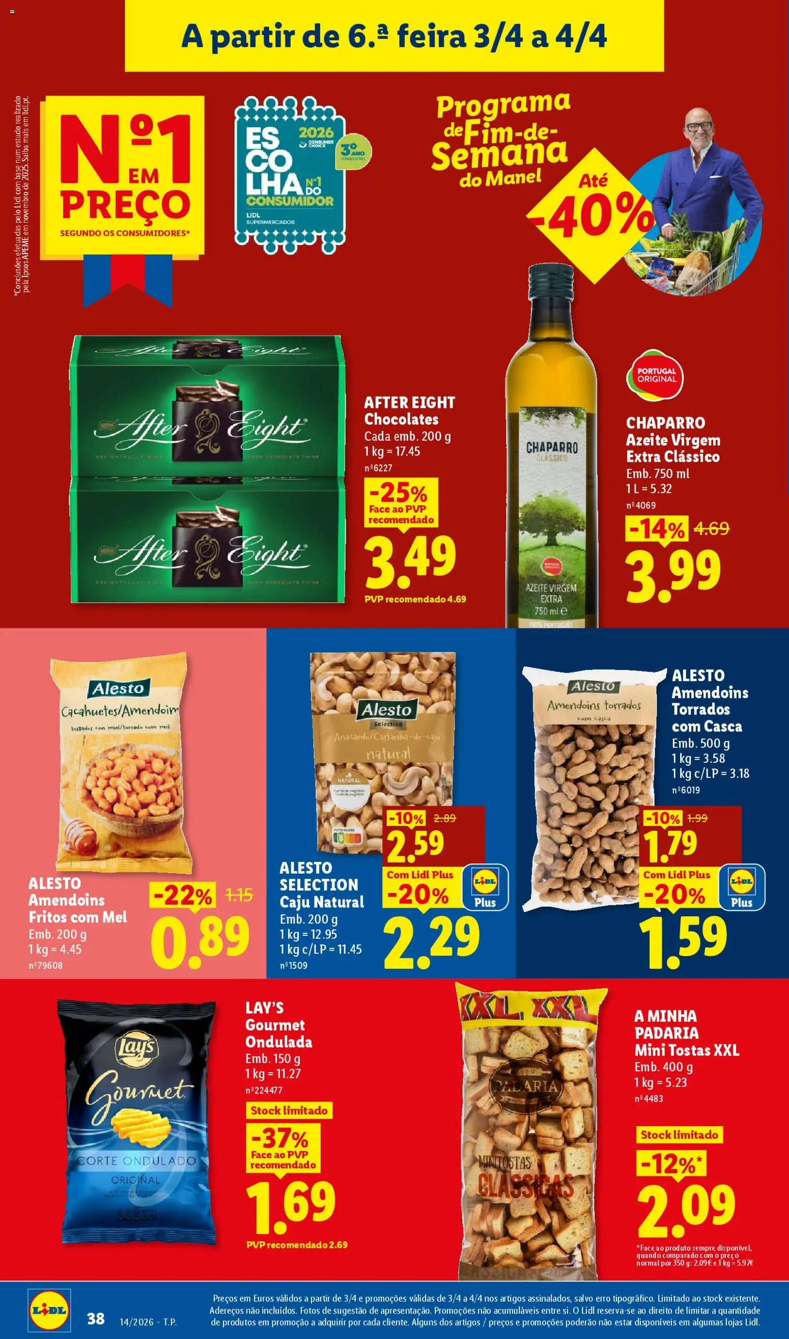 Lidl folheto │ válido de 30.03.2026 | Página: 38 | Produtos: Azeite, Padaria, Chocolates, Base