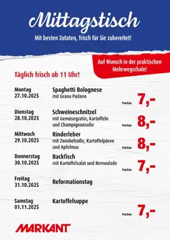 Markant  Mittagstisch ab 27.10.2025 gültig