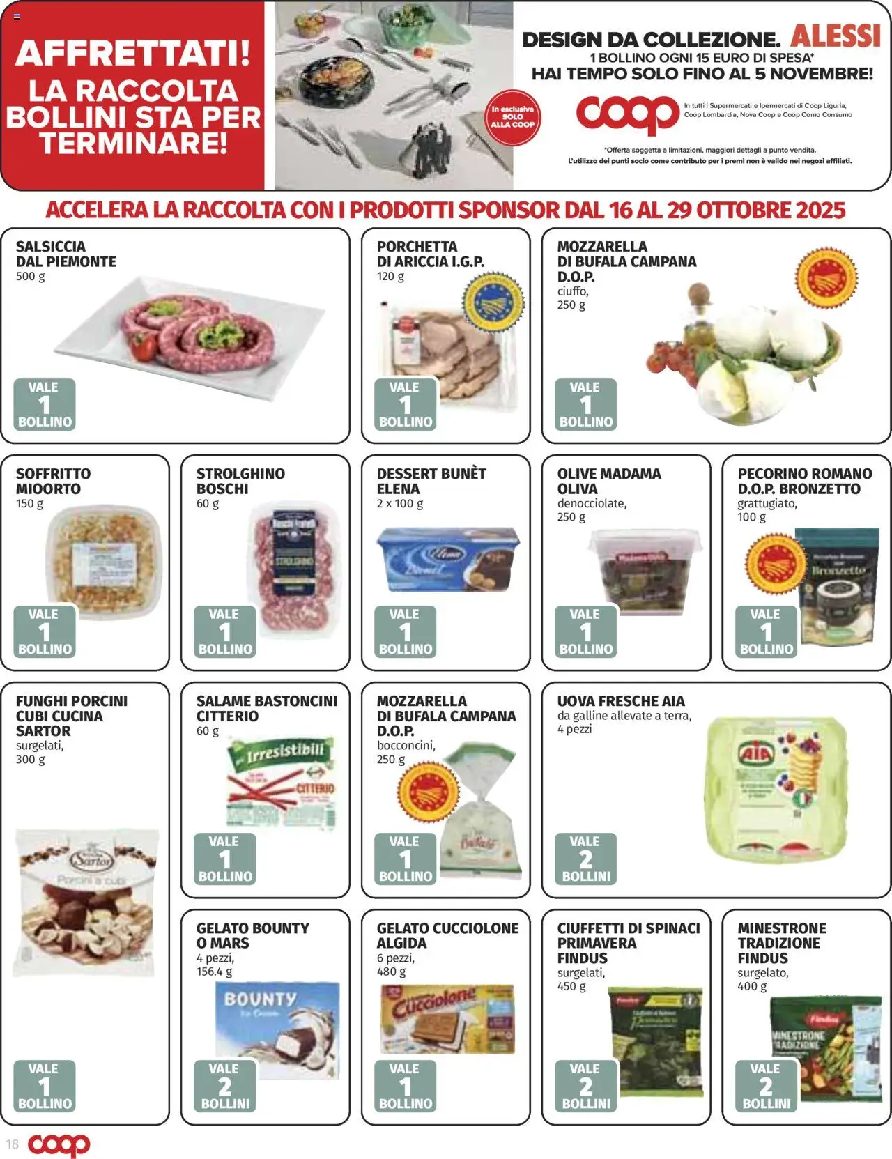 Volantino COOP del 16.10.2025 | Pagina: 18 | Prodotti: Uova, Salame, Gelato, Spinaci