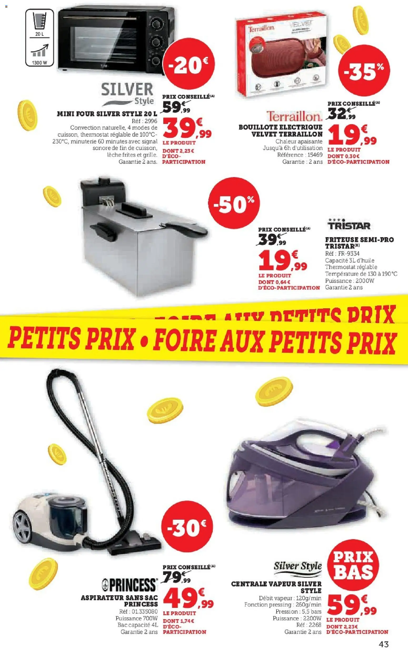 {H1} | Page: 43 | Produits: Aspirateur sans sac, Aspirateur, Friteuse, Mini four