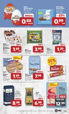 Combi Prospekt 	 ab 22.12.2025 gültig | Seite: 21 | Produkte: Eier, Ritter sport, Snickers, Mars