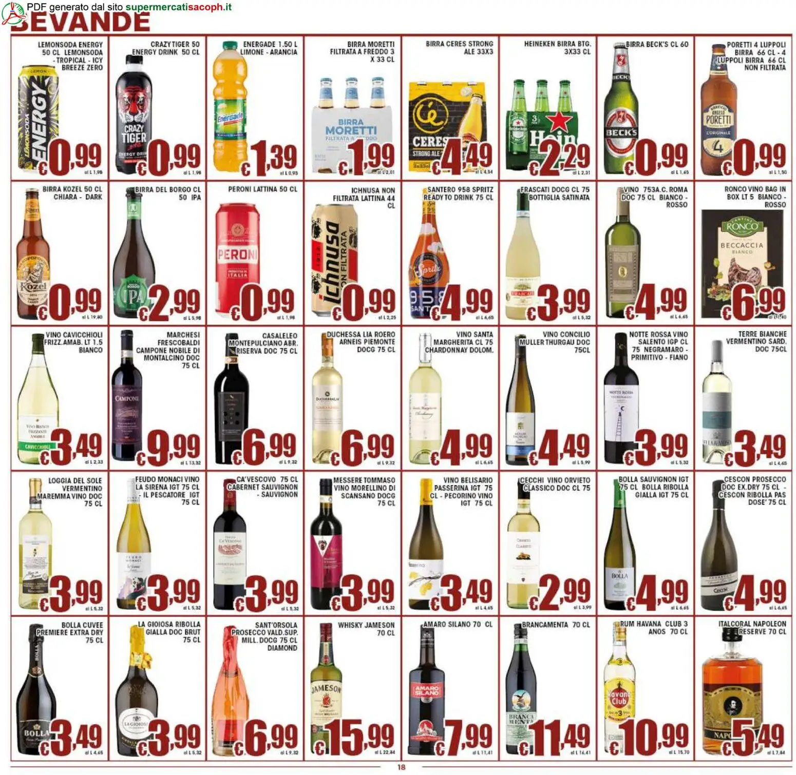 Volantino Sacoph del 17.04.2026 | Pagina: 18 | Prodotti: Whisky, Limone, Rum, Amaro