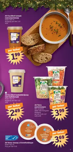 AH Excellent tomaat-mascarponesoep, Beker 590 ml - Voorbeeld van een folder van Albert Heijn, geldig van 20.12.2025 | Pagina: 9 | Producten: Pompoen, Tomaat, Broccoli, Beker