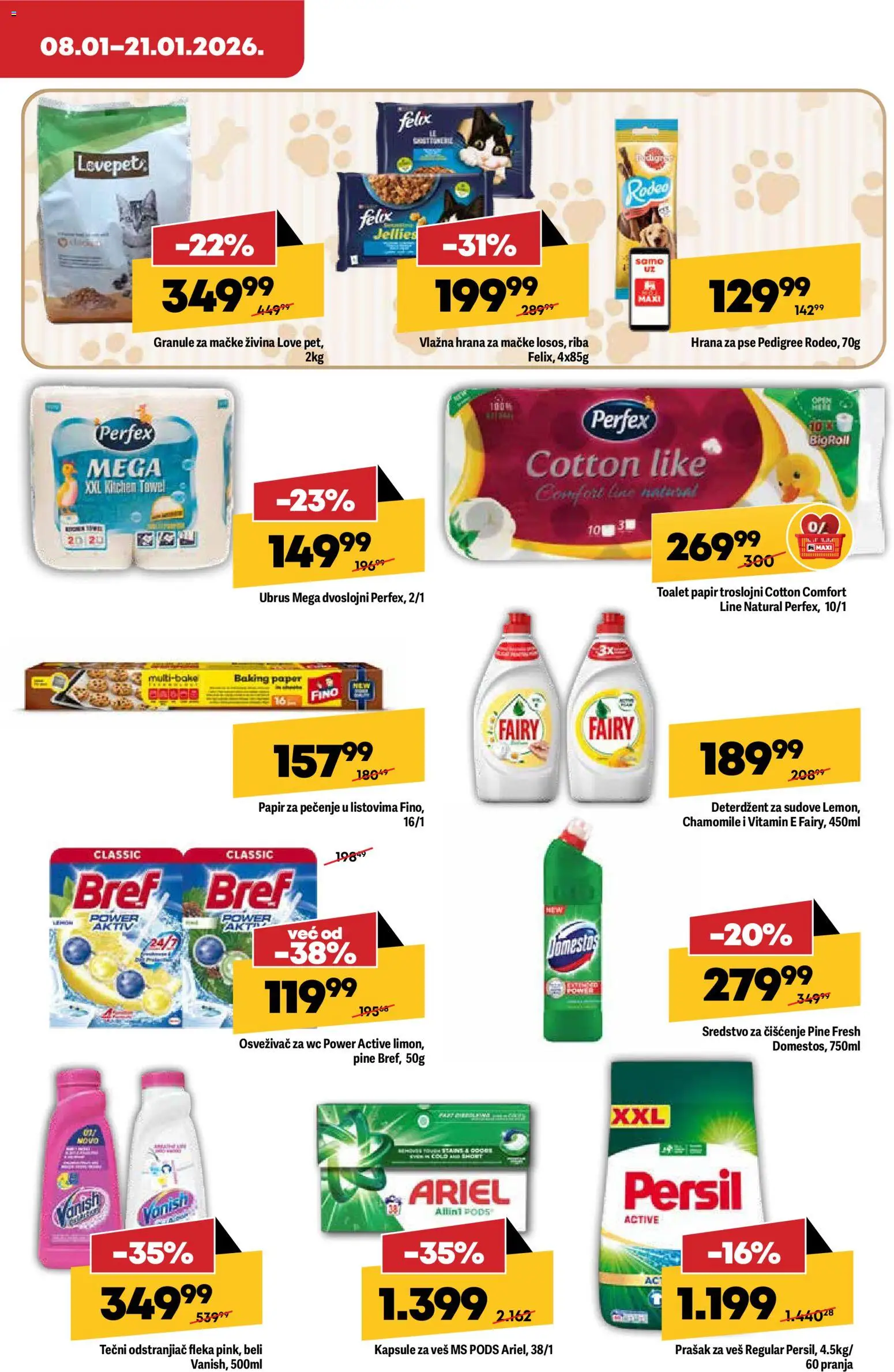 Maxi katalog - važi od 08.01.2026 | Strana: 19 | Proizvode: Toalet papir, Ubrus, Riba, Prašak za veš