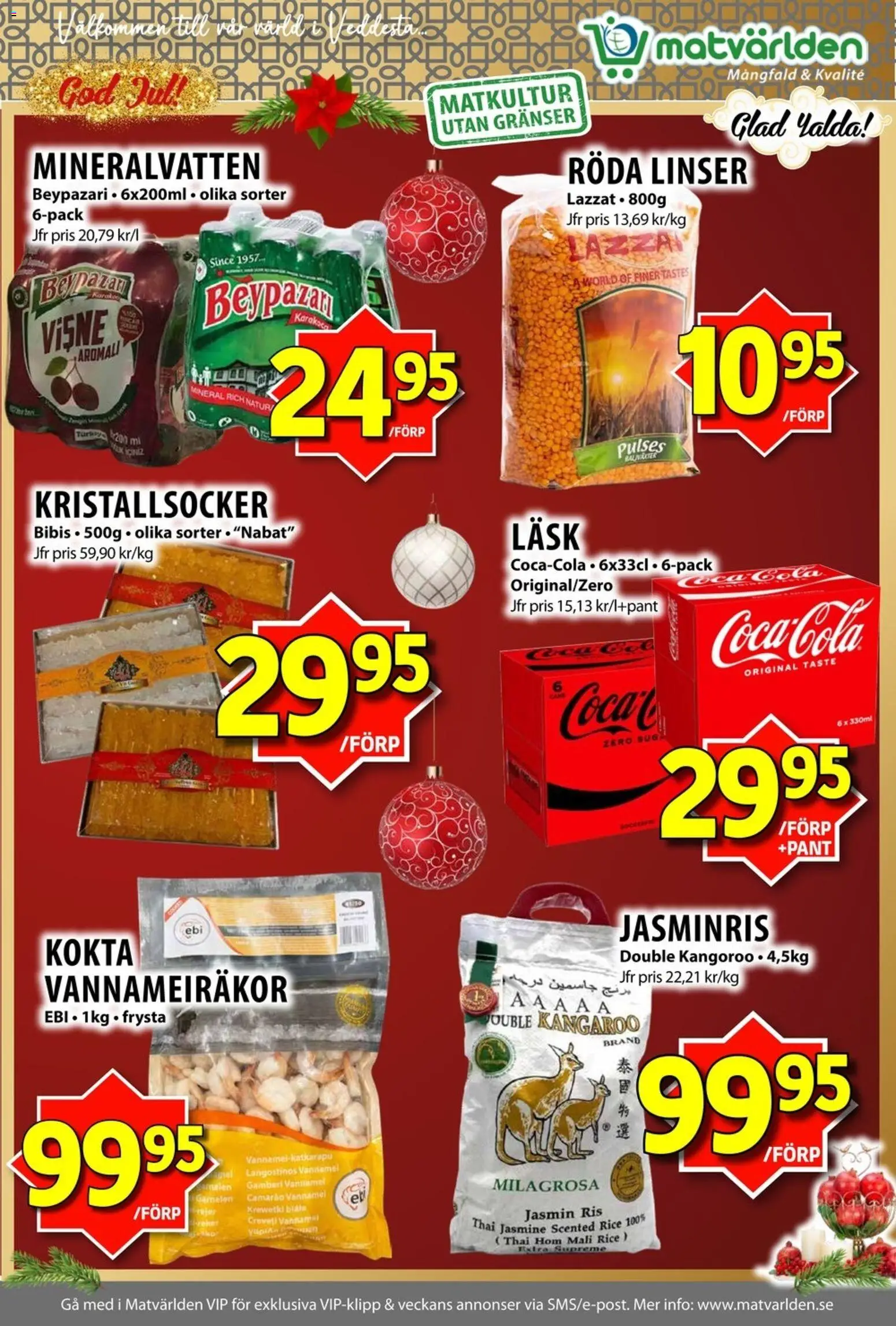 Matvärlden reklamblad aktuell från 15.12.2025 | Sida: 4 | Produkter: Linser, Röda linser, Mineralvatten, Ris
