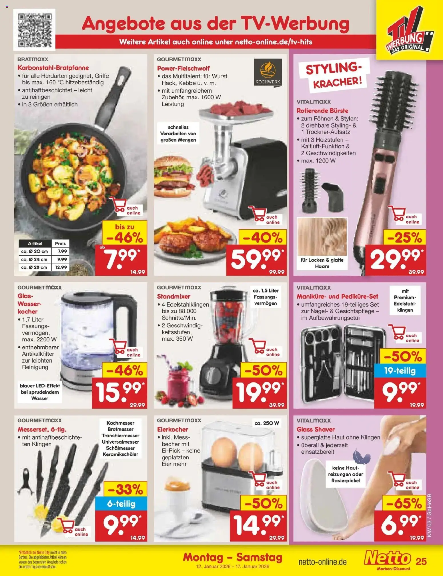 Netto Marken-Discount prospekt Bremen-Lesum	 – gültig ab 12.01.2026 | Seite: 27 | Produkte: Kocher, Eier, Bürste, Wasser