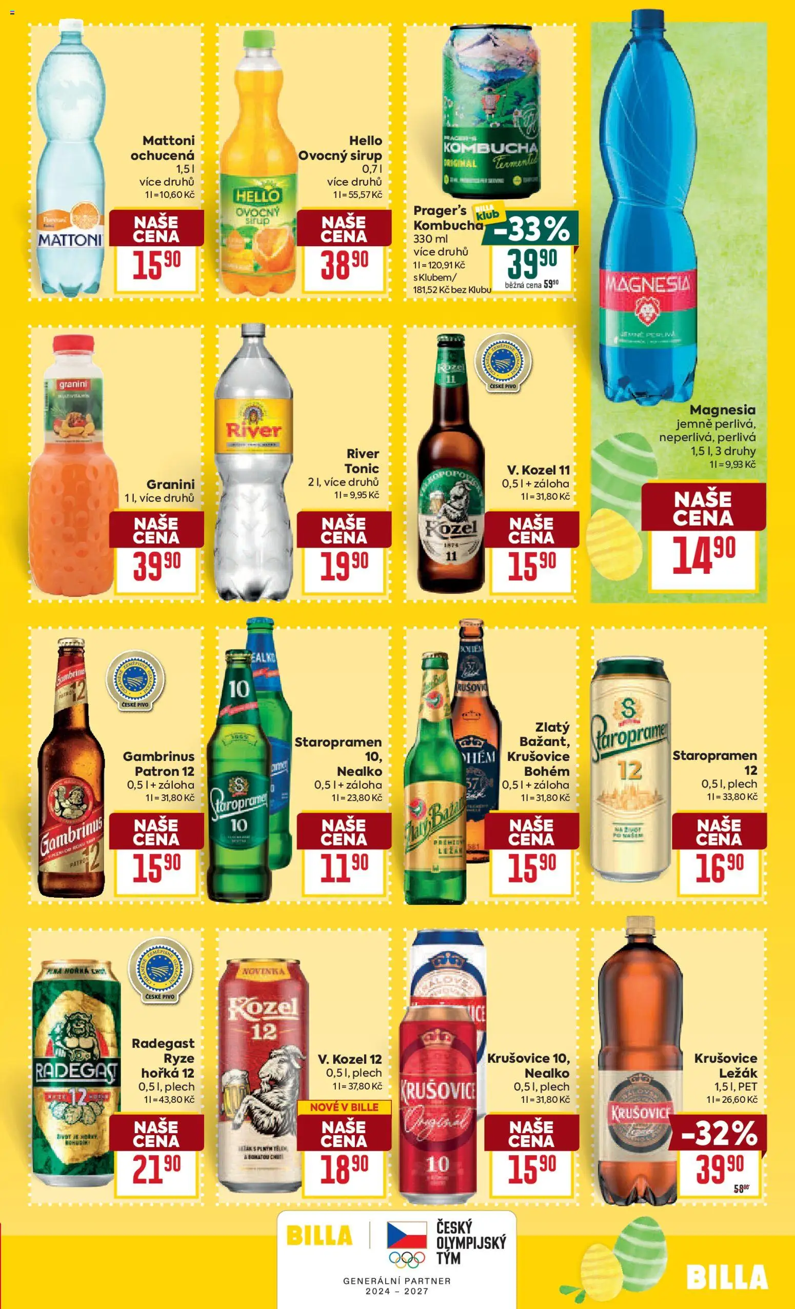 Billa Velký leták od 11.03.2026 | Strana: 23 | Produkty: Pivo Kozel, Tonic, Ovocný sirup, Gambrinus