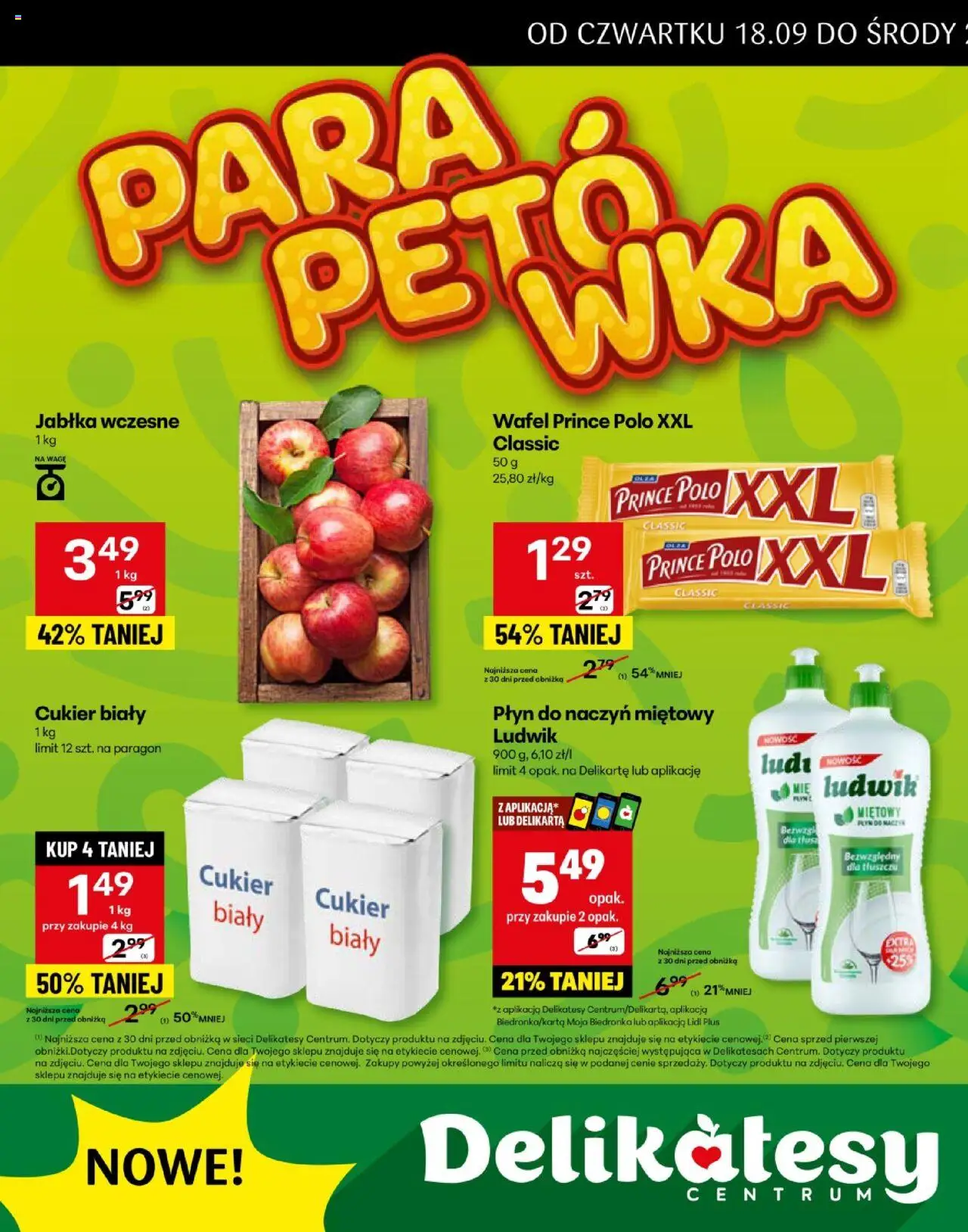 Delikatesy Centrum Gazetka - Rzepedź Otwarcie od 18.09.2025 | Strona: 2 | Produkty: Prince polo xxl, Cukier biały, Jabłka, Cukier