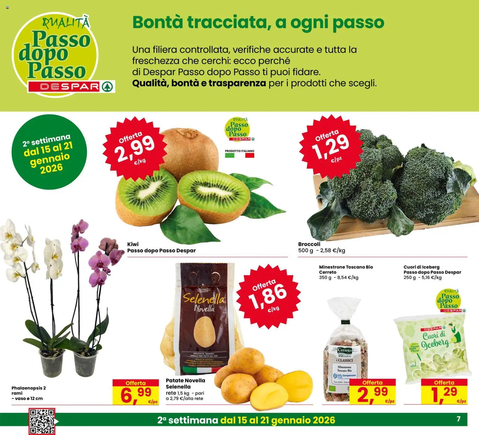 Volantino Despar del 08.01.2026 | Pagina: 7 | Prodotti: Minestrone, Patate, Broccoli, Vaso