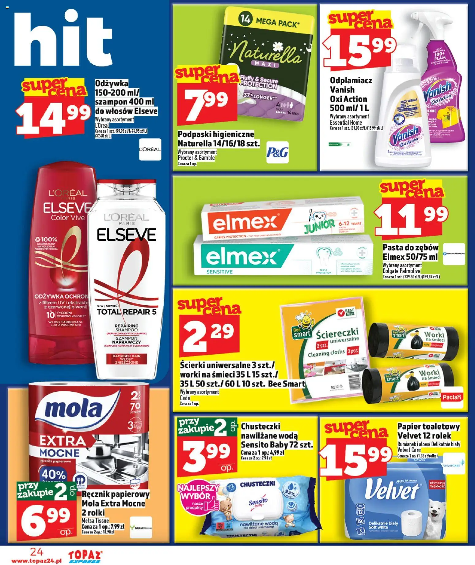 Topaz Gazetka - Express od 19.02.2026 | Strona: 24 | Produkty: Vanish, Rolki, Odżywka, Woda