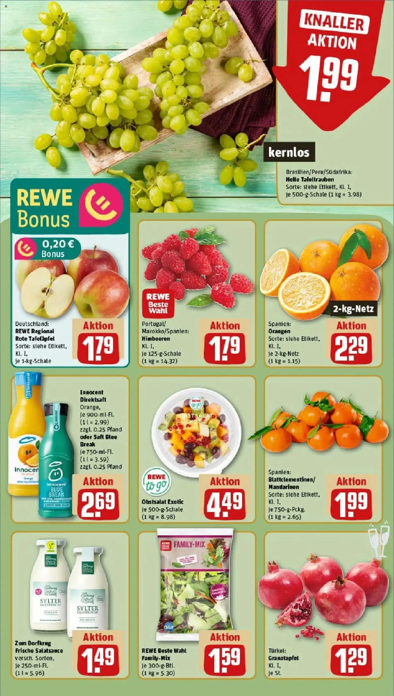 Rewe prospekt Bremen/Radio Bremen	 – gültig ab 22.12.2025 | Seite: 8 | Produkte: Himbeeren, Granatapfel, Mandarinen, Saft