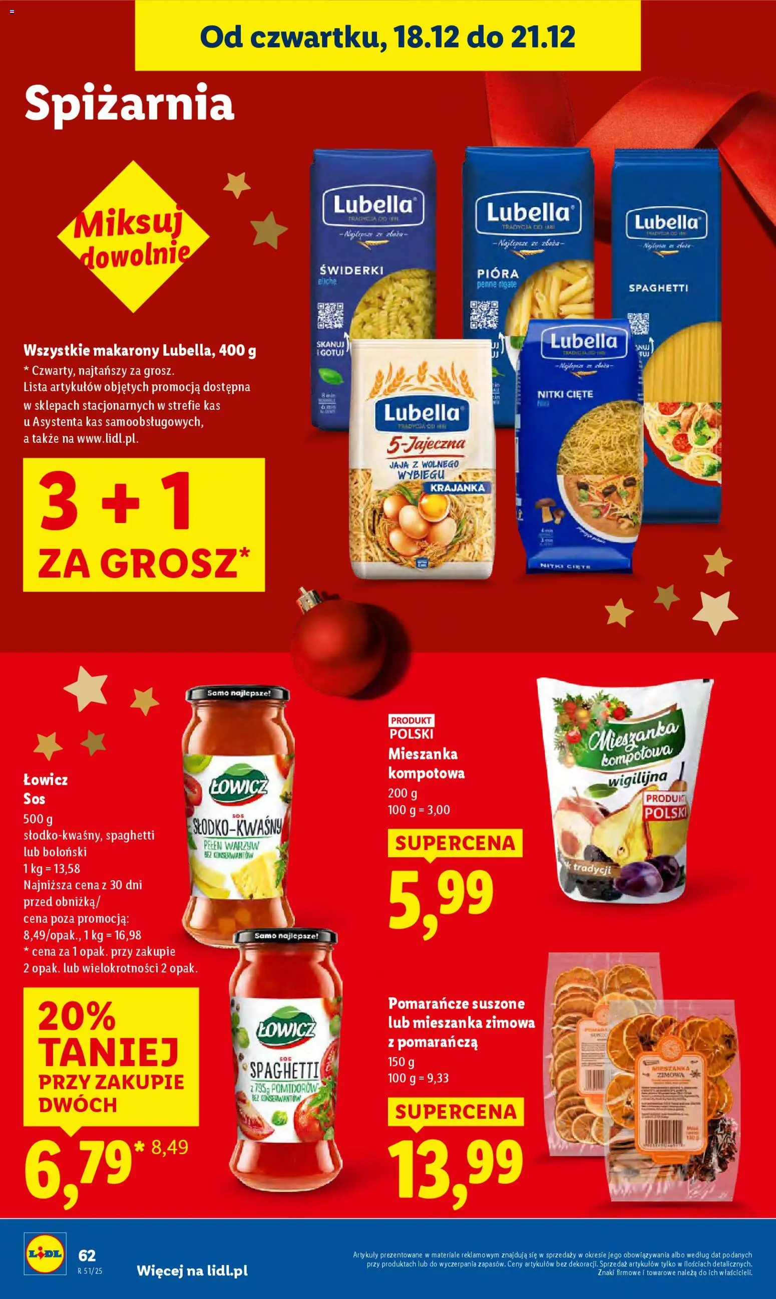 Lidl Gazetka od 18.12.2025 | Strona: 64 | Produkty: Penne, Pomarańcze, Makarony, Jaja