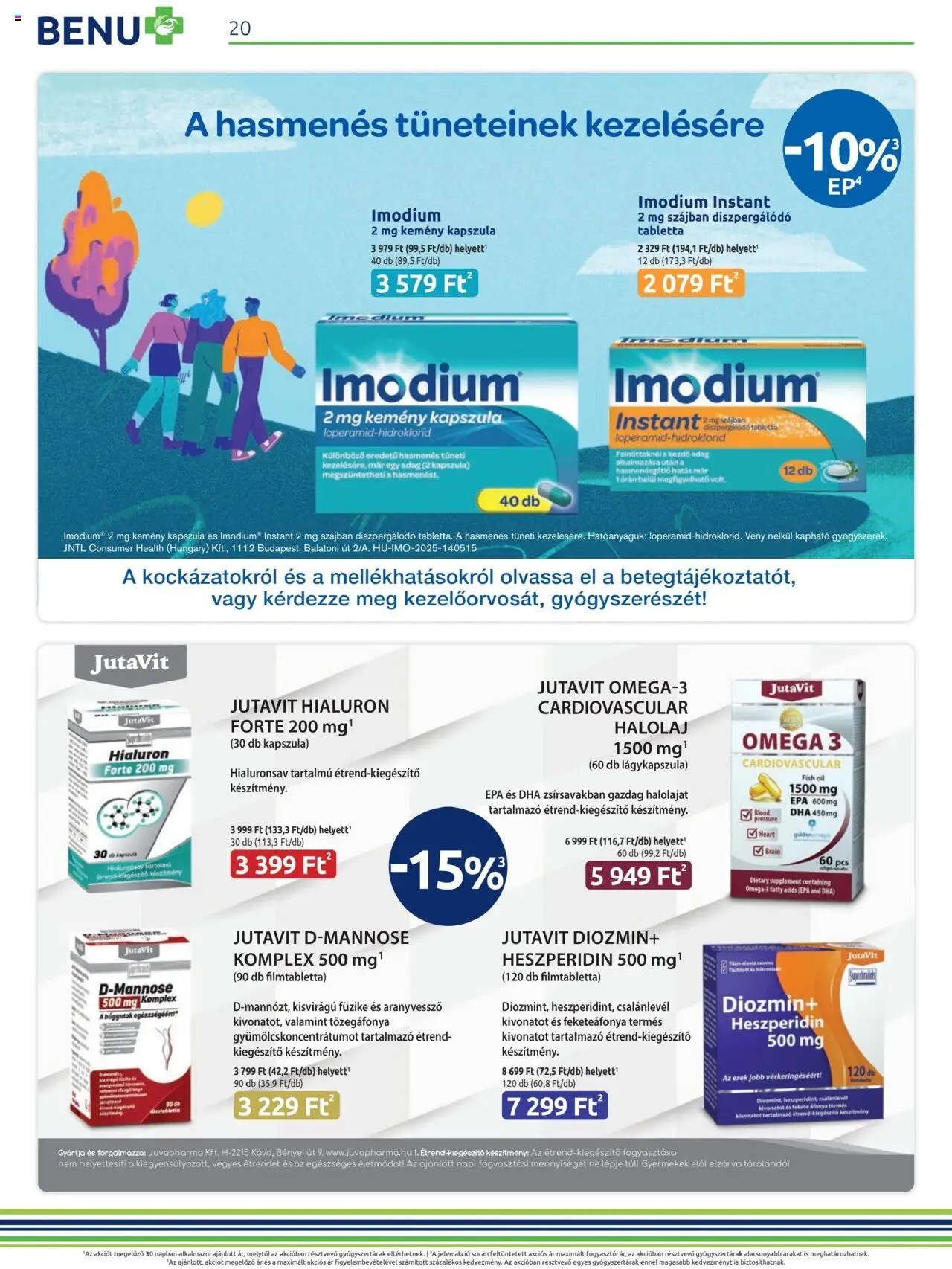 BENU Gyógyszertárak akciós ujság - amely érvényes a következő dátumtól: 01.07.2025 | Oldal: 20 | Termékek: Áfonya, Omega 3