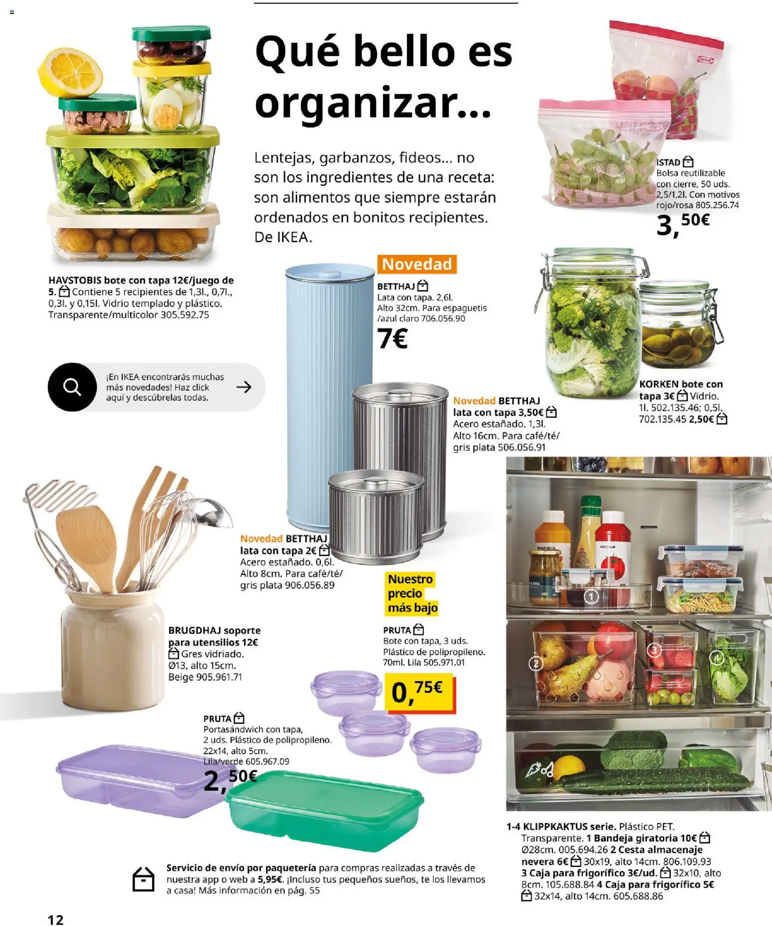 Catálogo IKEA Organización en el hogar │ válido desde el 15.01.2026 | Página: 12 | Productos: Fideos, Almacenaje, Bandeja, Caja