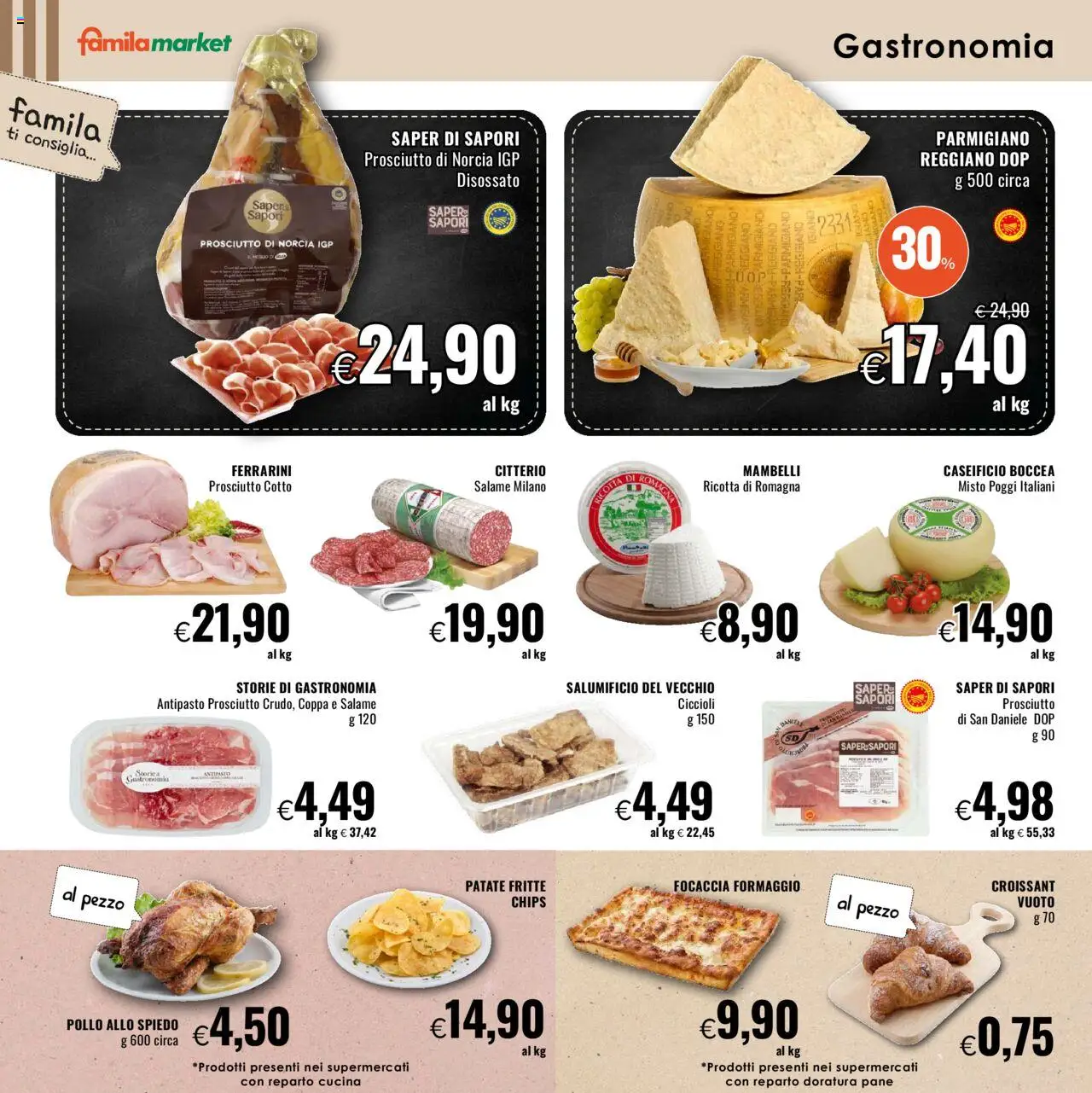 Volantino Famila del 02.10.2025 | Pagina: 4 | Prodotti: Prosciutto Cotto, Ricotta, Croissant, Parmigiano