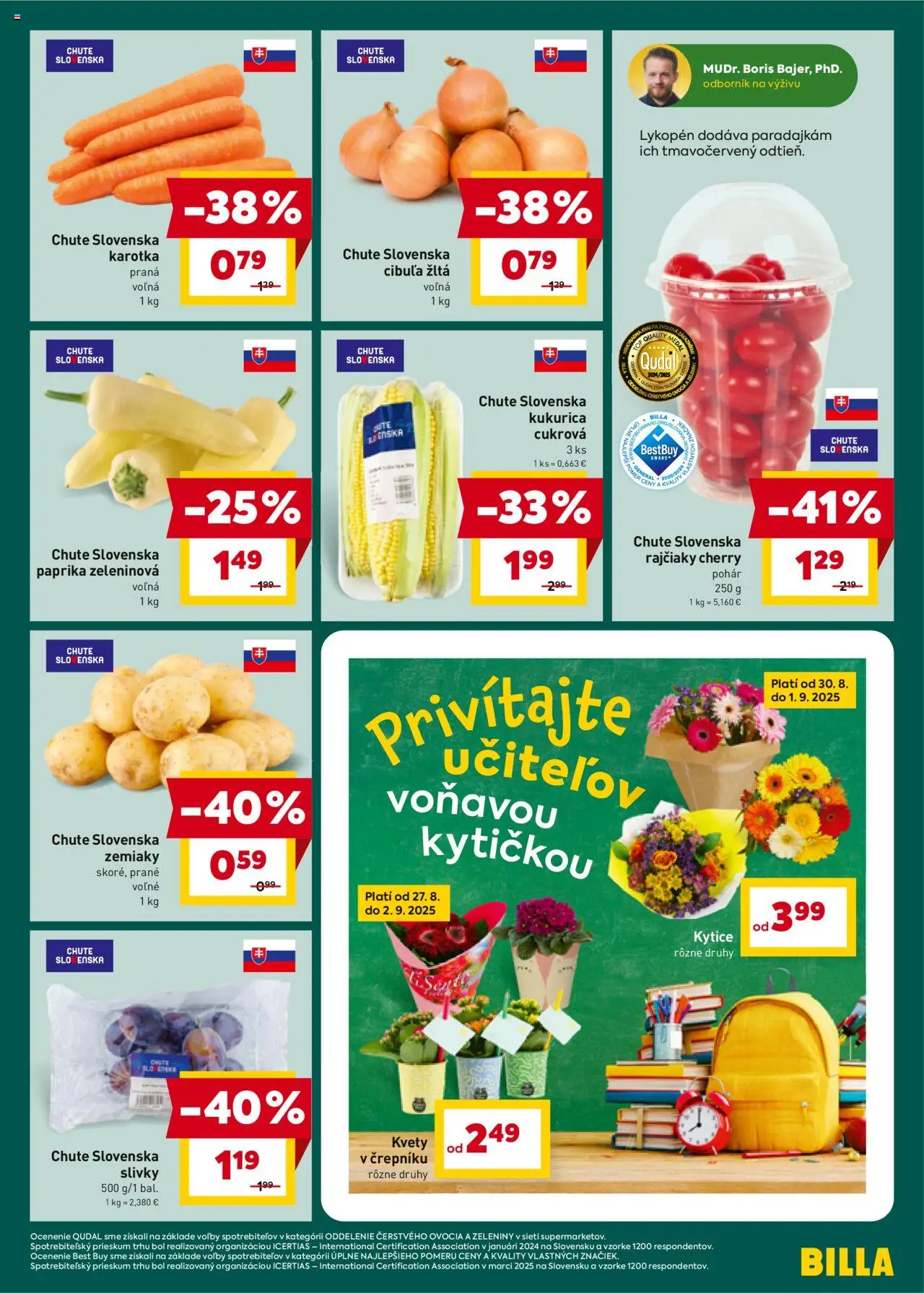 Billa leták │ platný od 27.08.2025 | Strana: 3 | Produkty: Paprika, Zemiaky, Kukurica, Slivky