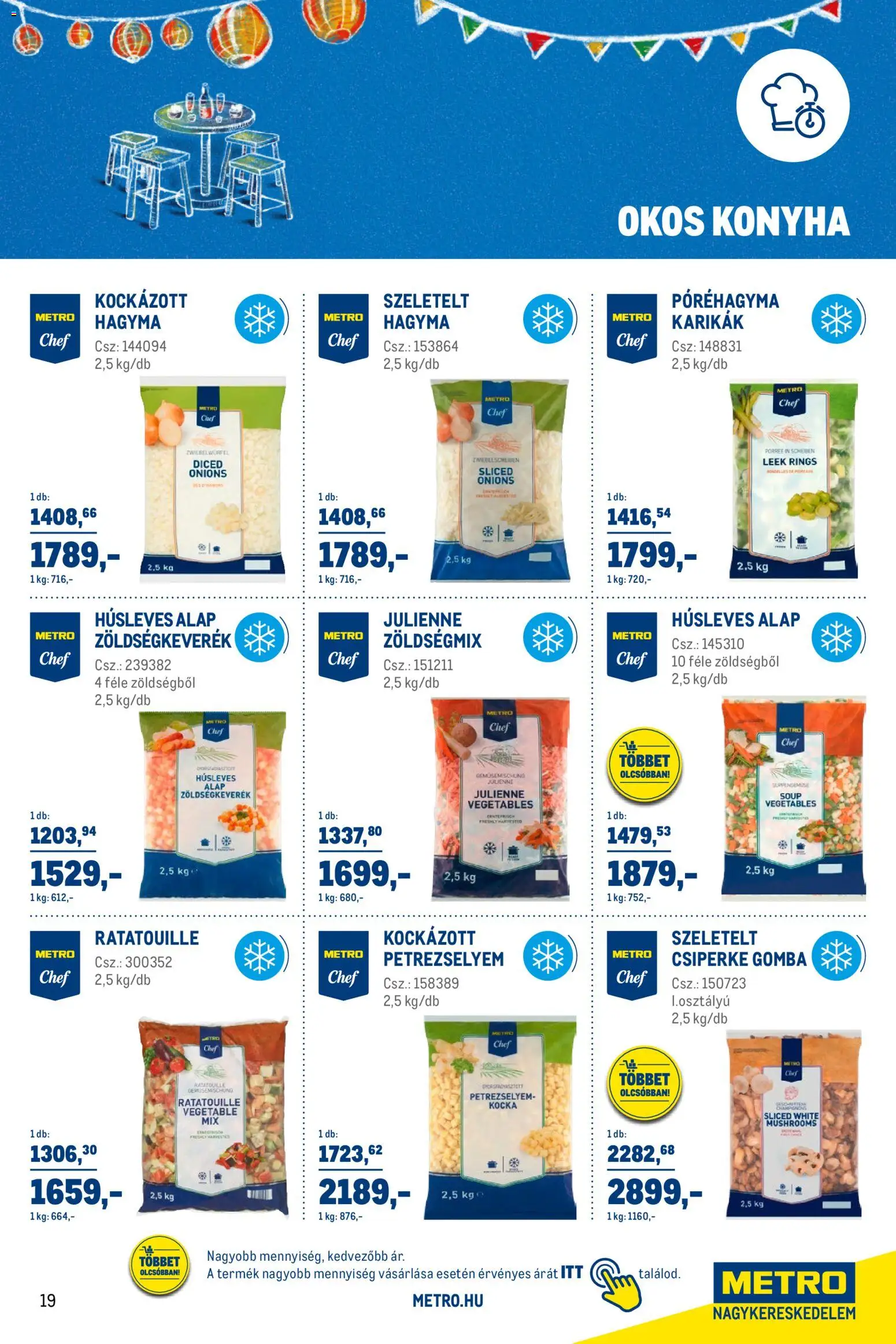 Metro akciós ujság - amely érvényes a következő dátumtól: 03.03.2026 | Oldal: 19 | Termékek: Petrezselyem, Zöldségkeverék, Gomba, Hagyma