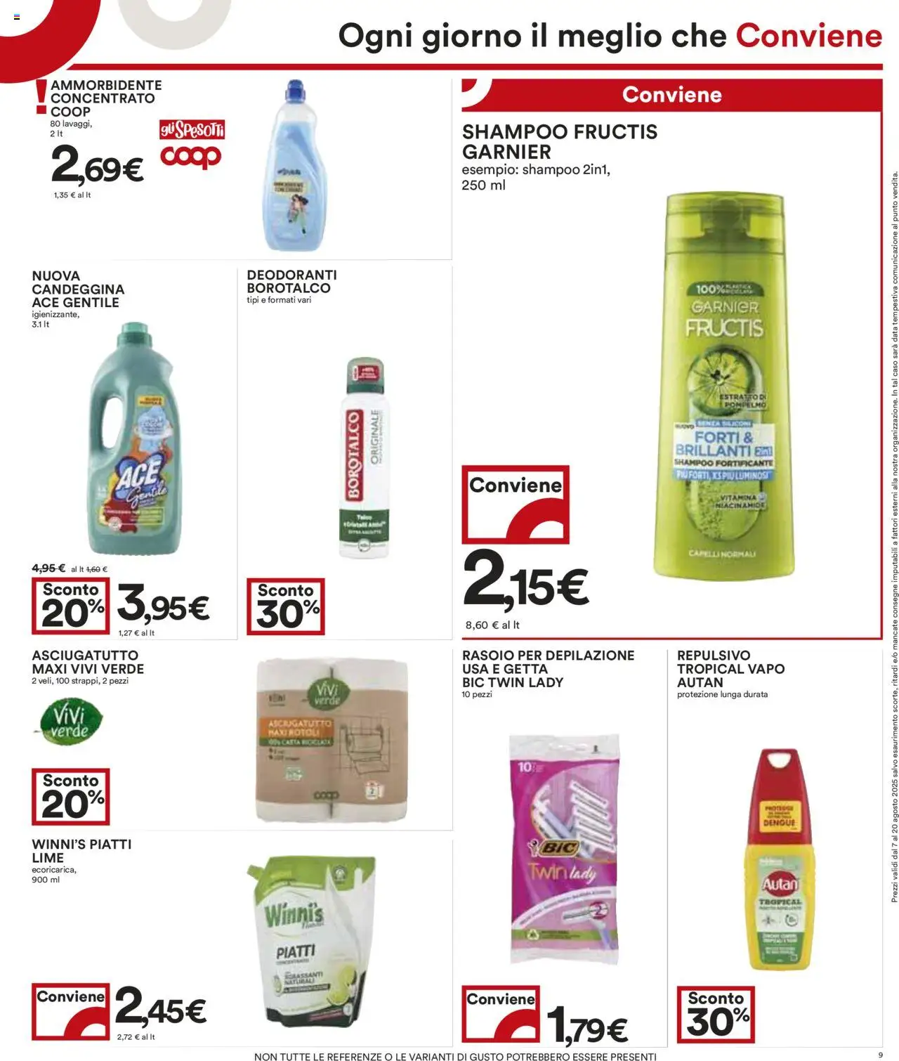 Volantino COOP del 07.08.2025 | Pagina: 9 | Prodotti: Ammorbidente, Pompelmo, Lime, Asciugatutto