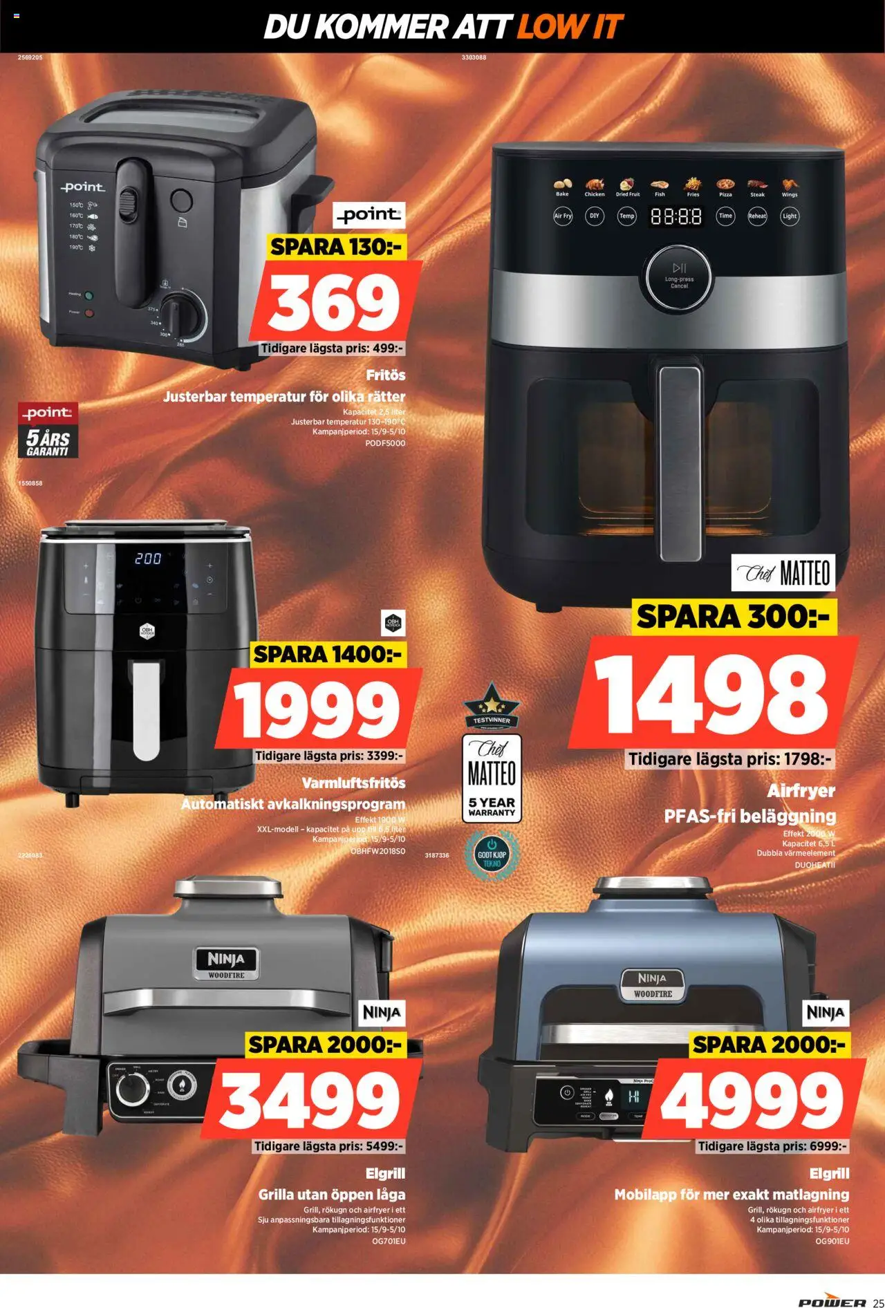 Power reklamblad aktuell från 15.09.2025 | Sida: 25 | Produkter: Fritös, Elgrill, Pizza, Airfryer