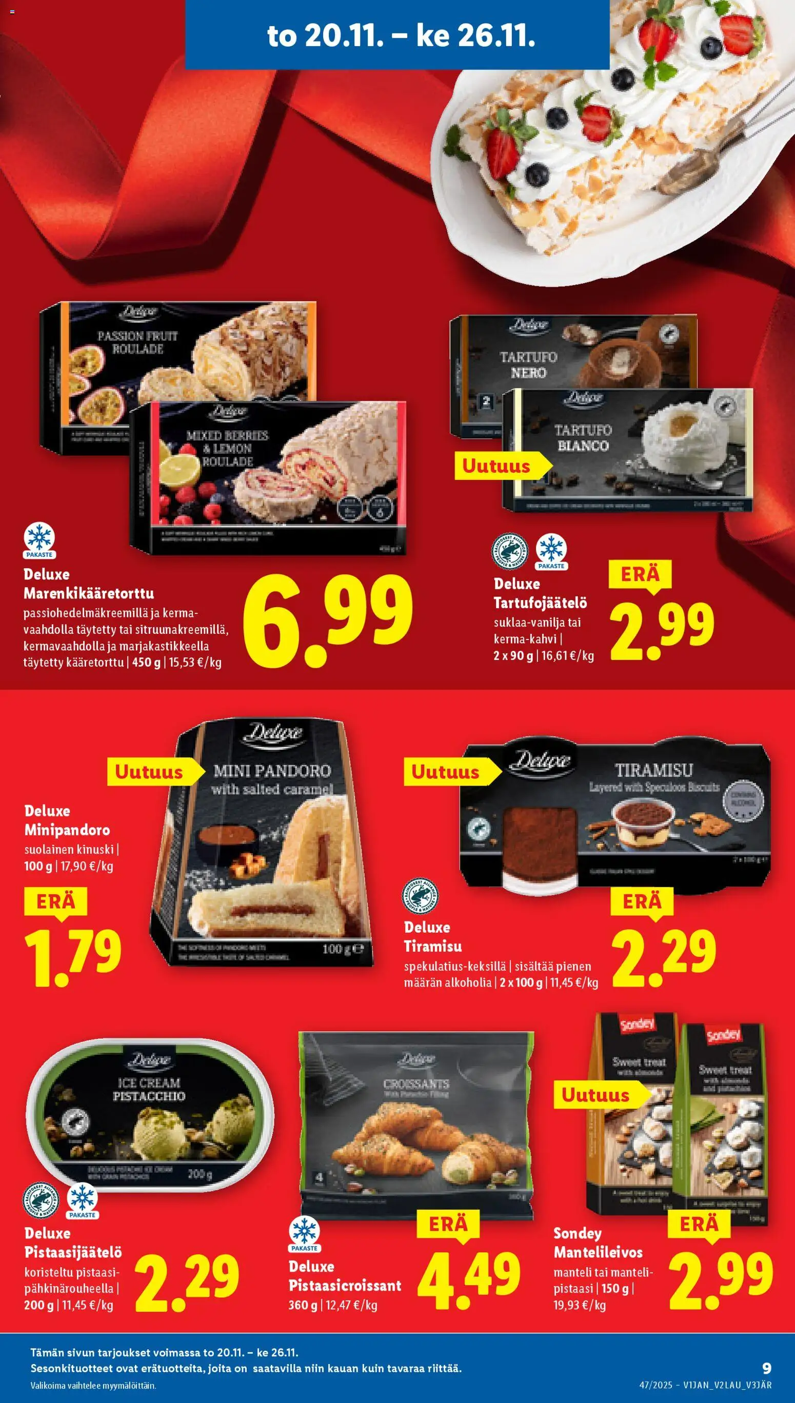 Lidl tarjoukset - Helsinki – voimassa 20.11.2025 alkaen | Sivu: 9 | Tuotteet: Kääretorttu, Kerma