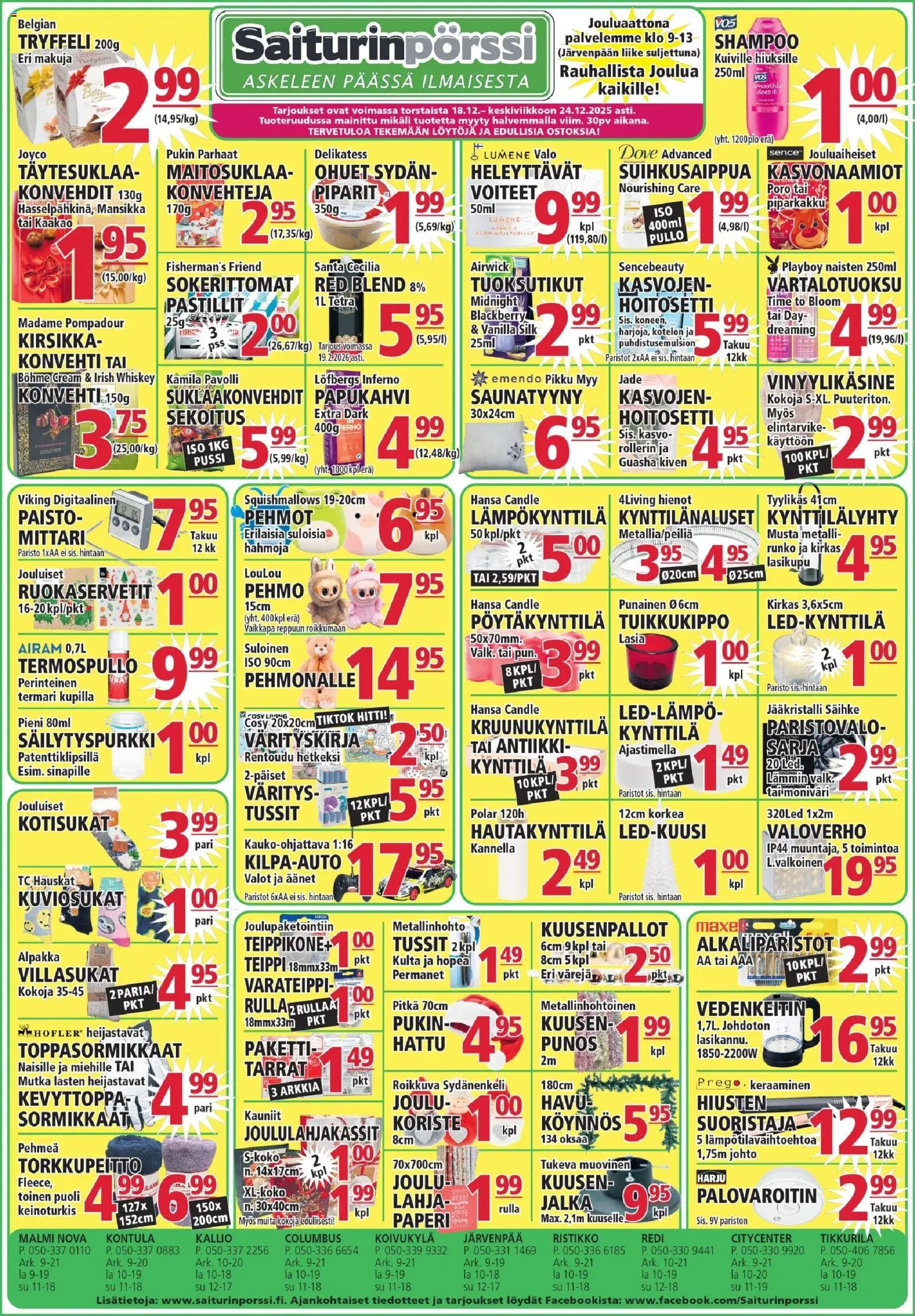 Saiturinpörssi tarjoukset – voimassa 18.12.2025 alkaen | Sivu: 1 | Tuotteet: Vedenkeitin, Shampoo, Palovaroitin, Teippi