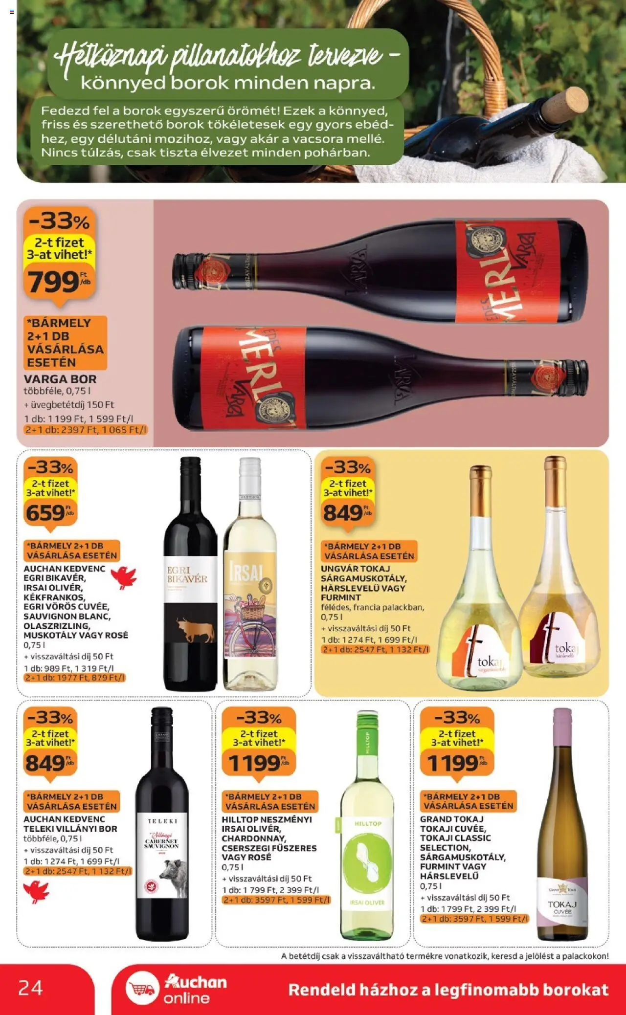Auchan akciós ujság - amely érvényes a következő dátumtól: 02.10.2025 | Oldal: 24 | Termékek: Bor