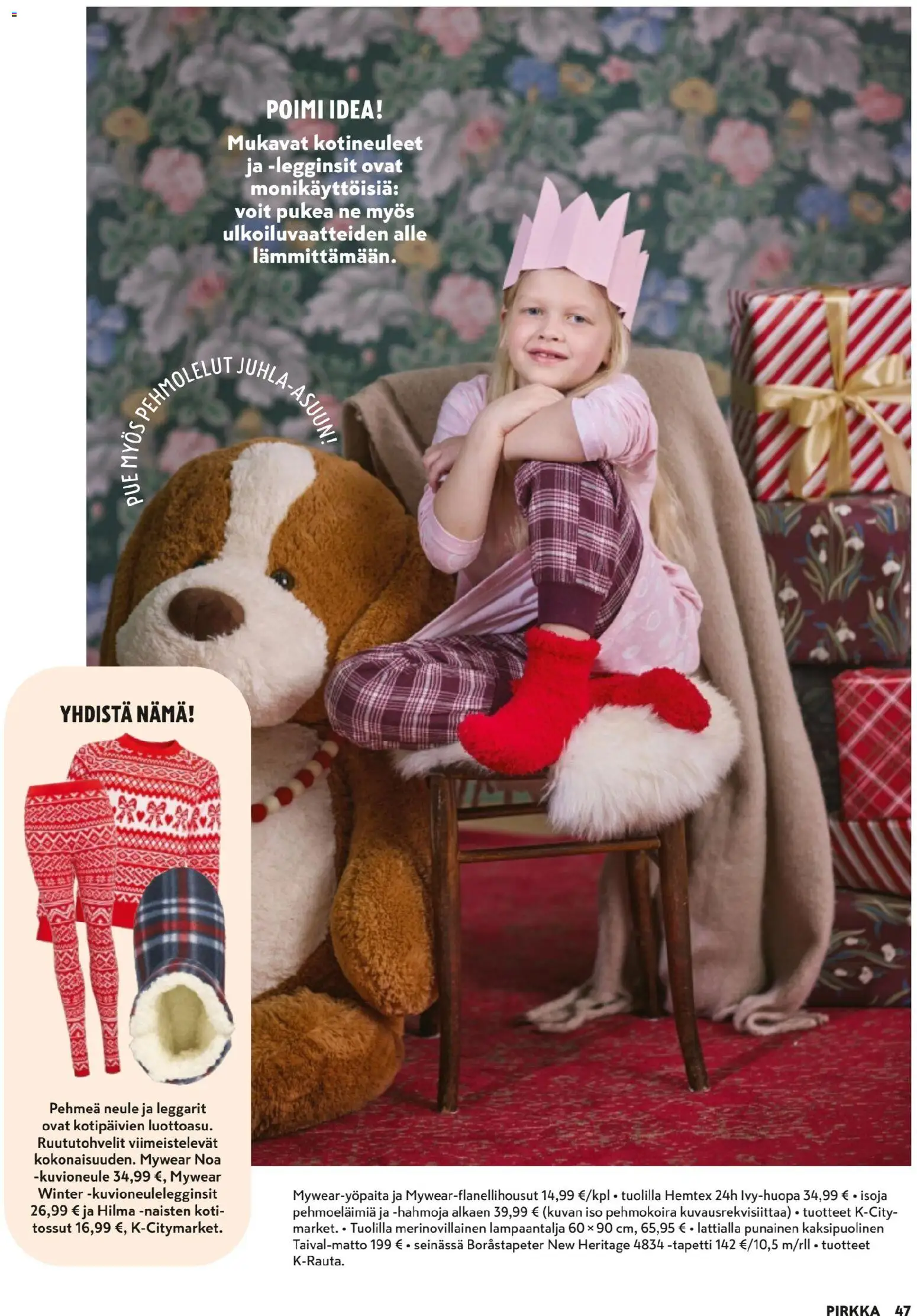 K-Supermarket - Pirkka – voimassa 03.12.2025 alkaen | Sivu: 47 | Tuotteet: Tossut, Neule