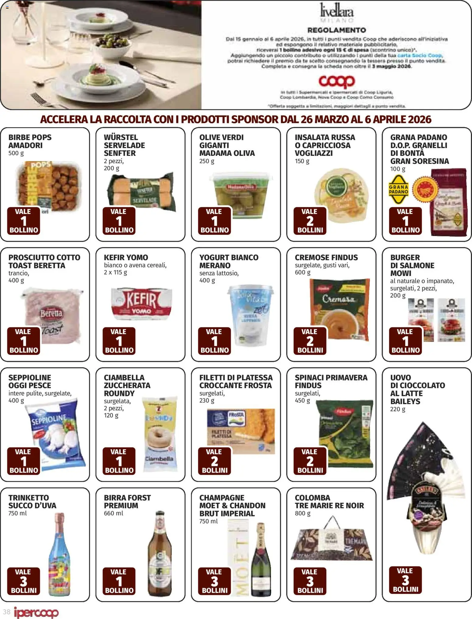 Volantino Ipercoop del 26.03.2026 | Pagina: 38 | Prodotti: Yogurt, Pesce, Latte, Spinaci