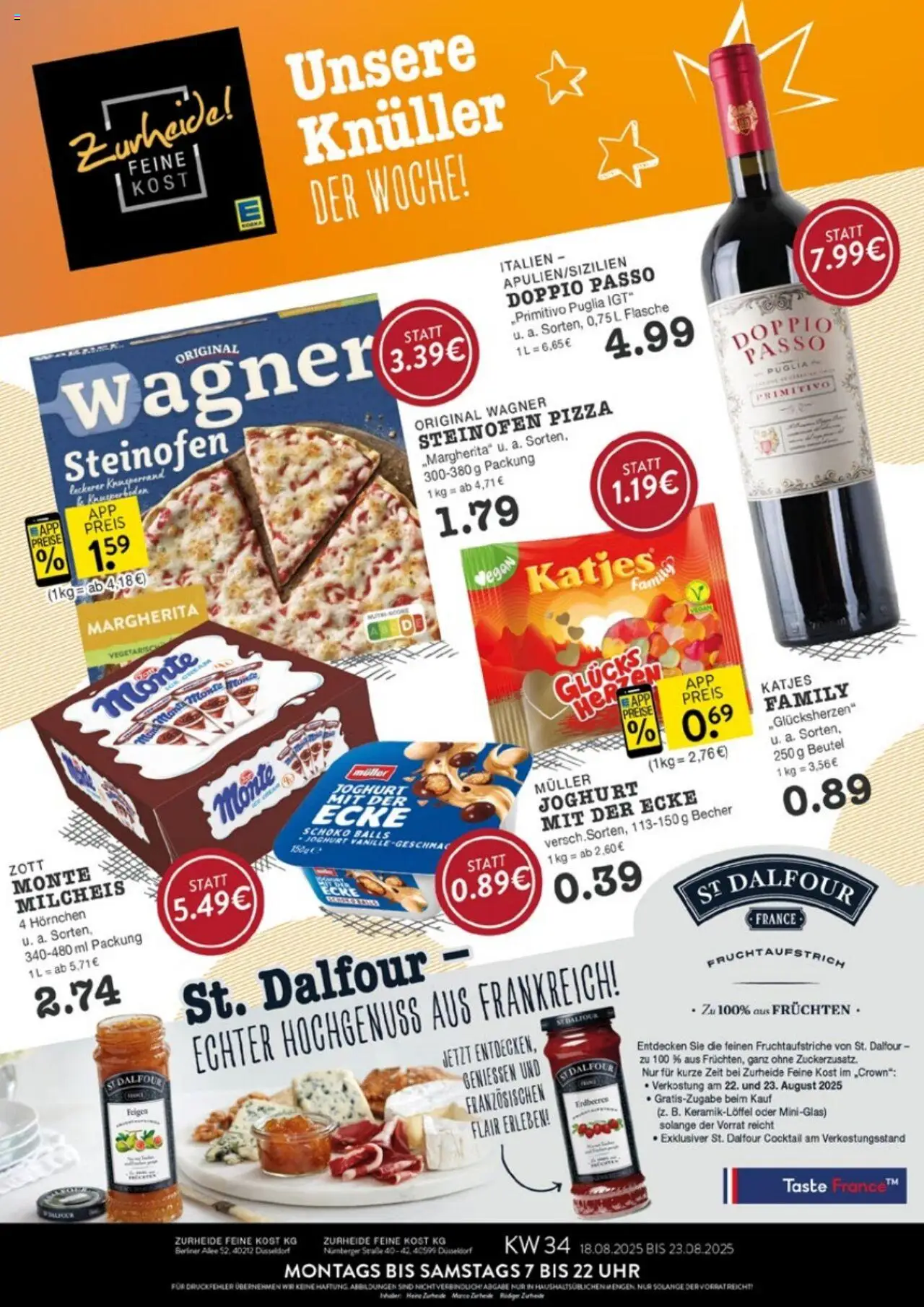 Edeka Zurheide Prospekt 	 - gültig ab dem 18.08.2025 | Seite: 1 | Produkte: Katjes, Doppio Passo, Pizza, Uhr