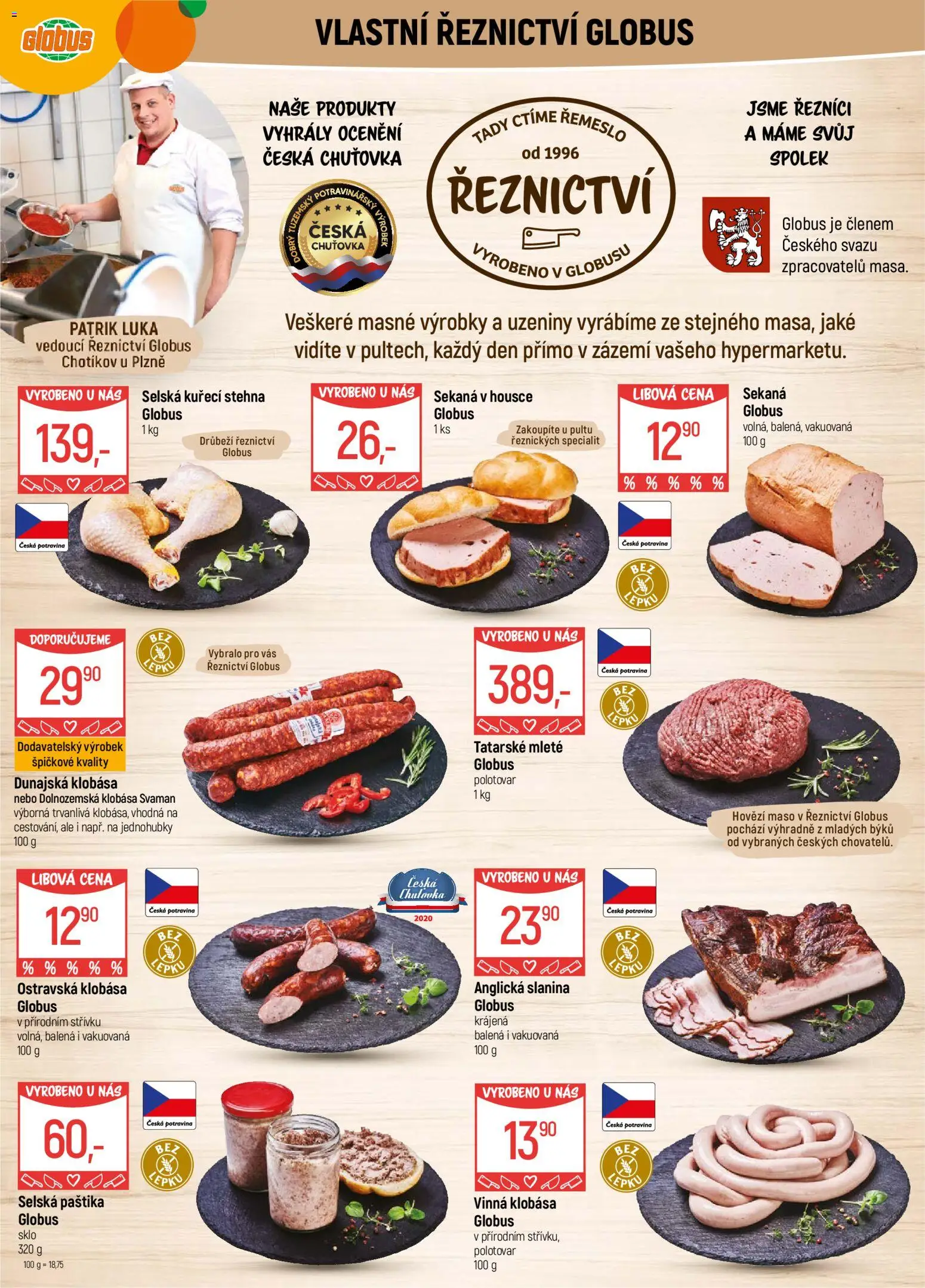 Globus leták - Plzeň od 10.12.2025 | Strana: 2 | Produkty: Hovězí maso, Vinná klobása, Maso, Kuřecí stehna