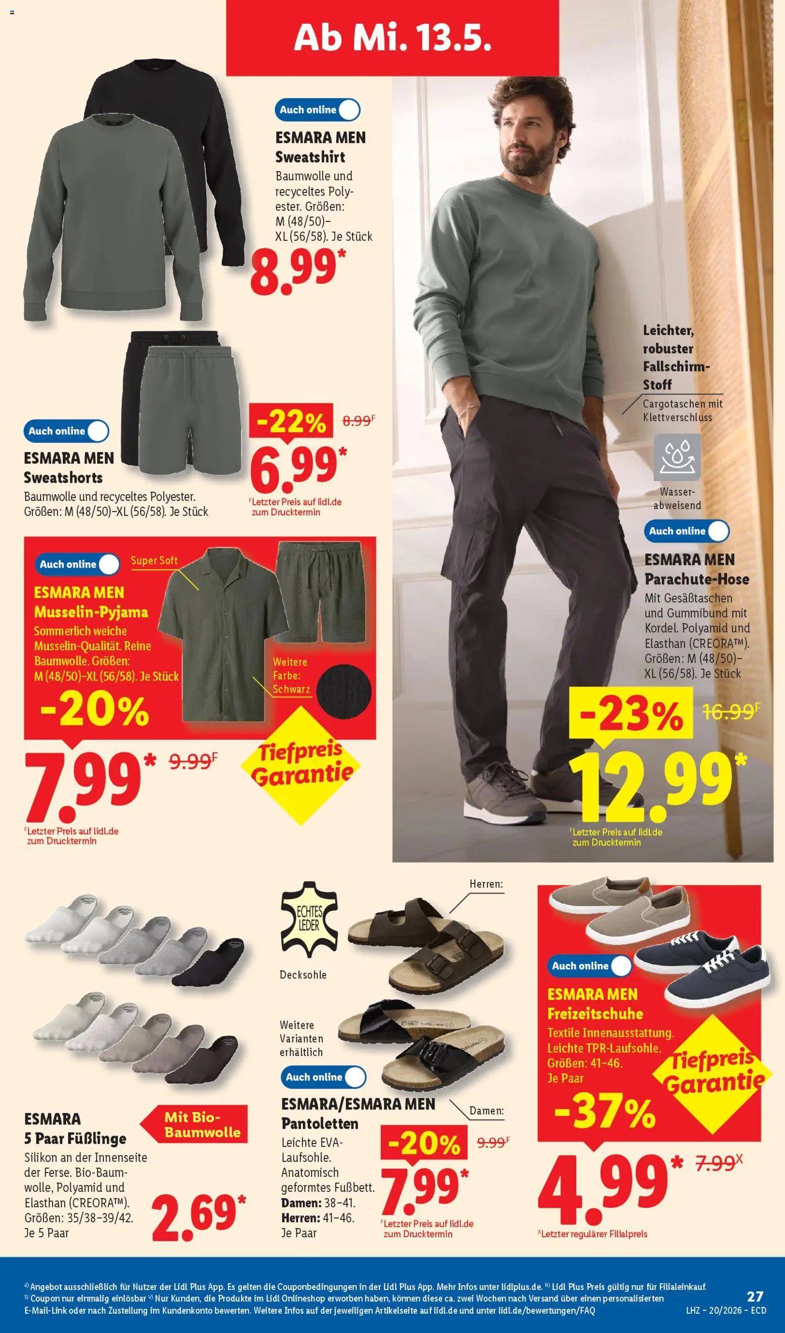 Lidl Prospekt – gültig ab 11.05.2026 | Seite: 25 | Produkte: Sweatshirt, Sweatshorts, Wasser